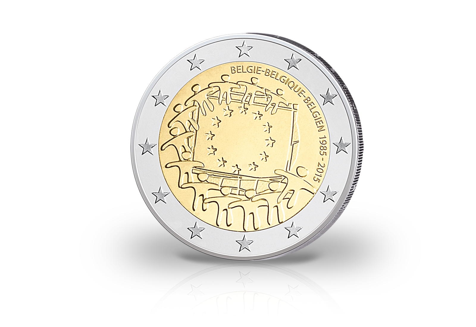 2 Euro 2015 Belgien 30 Jahre Europaflagge bfr.