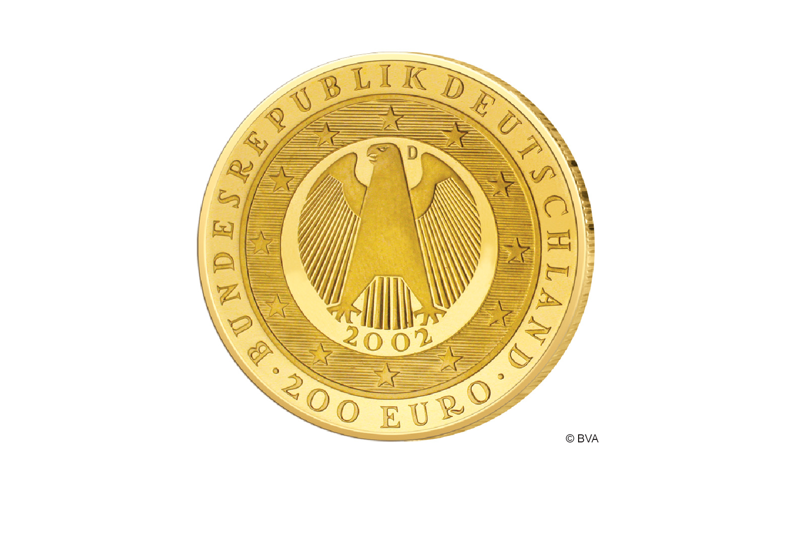 200 Euro Goldmünze 2002 Deutschland Einführung des Euro Prägestätte D