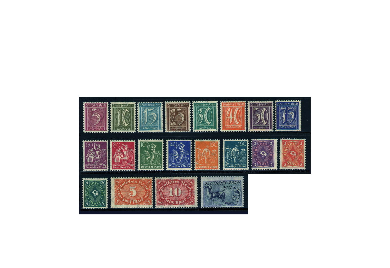 Briefmarken Deutsches Reich 1921 Michel-Nr. 177/196 postfrisch