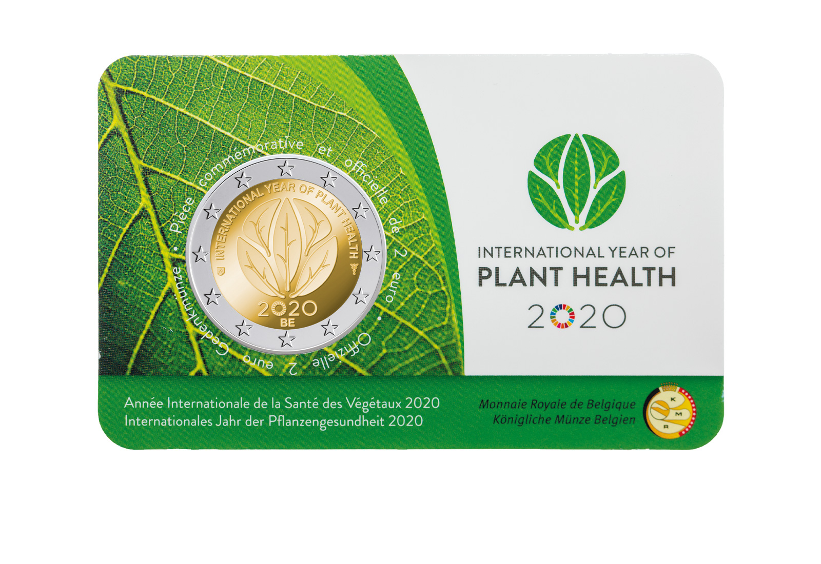 2 Euro 2020 Belgien Internationales Jahr der Pflanzengesundheit st in Coincard