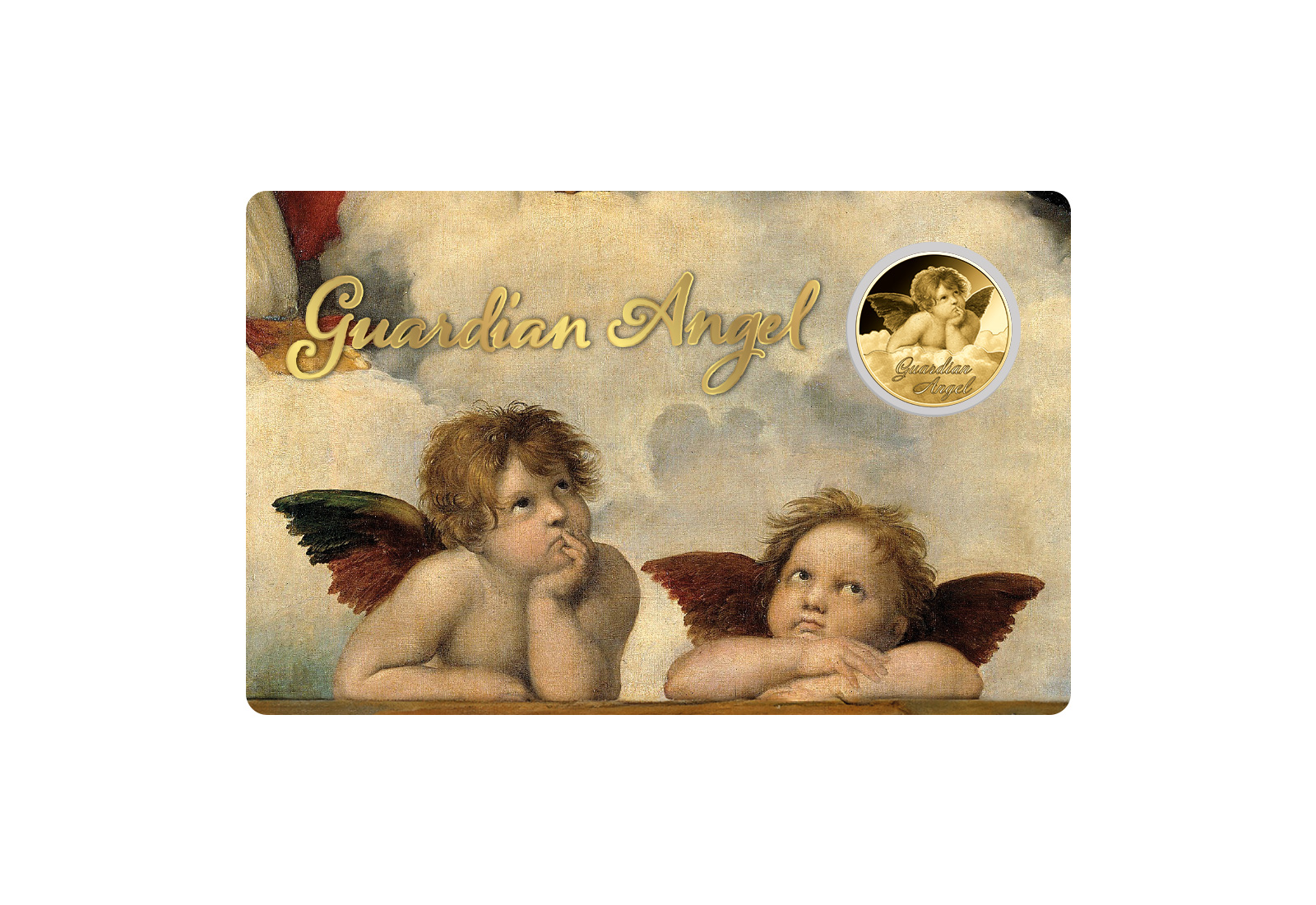 Goldmünze Motiv Schutzengel Raphael Coincard Feinheit 999/1000 Geschenk