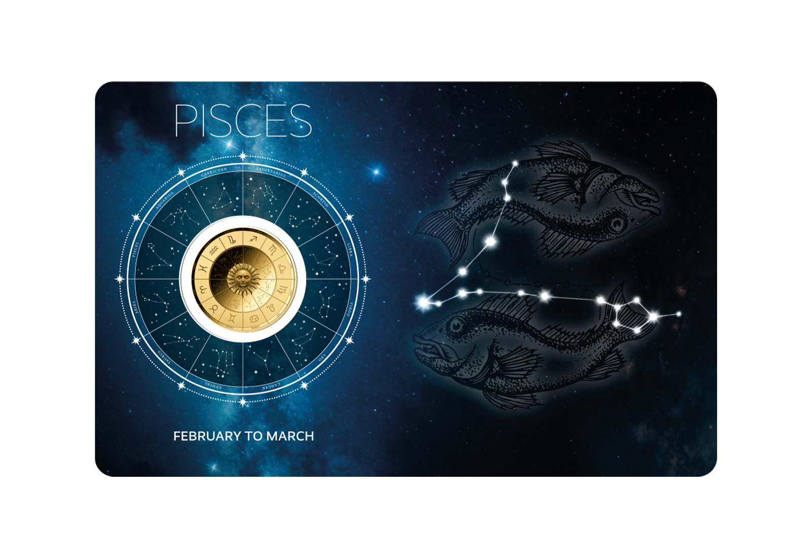 Goldmünze Sternzeichen Fische Coincard Feinheit 999/1000 Gold Geschenk