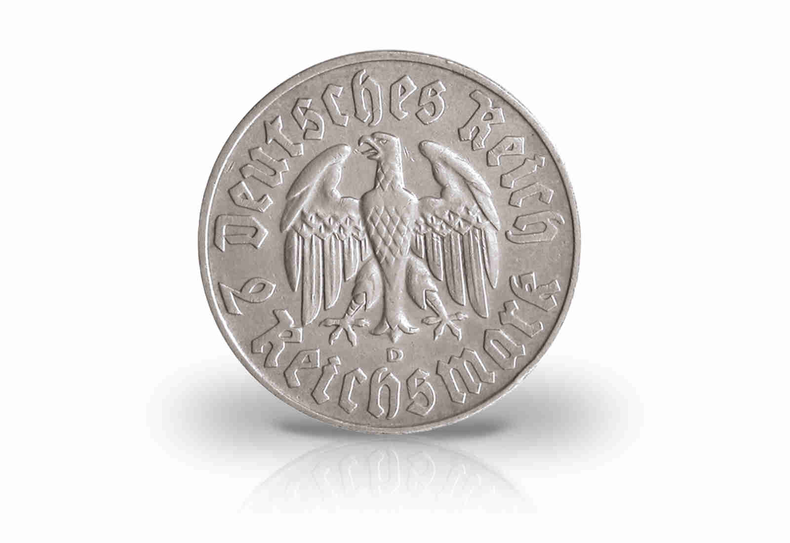 2 Reichsmark 1933 Drittes Reich Martin Luther Prägestätte E Jaeger-Nr. 352