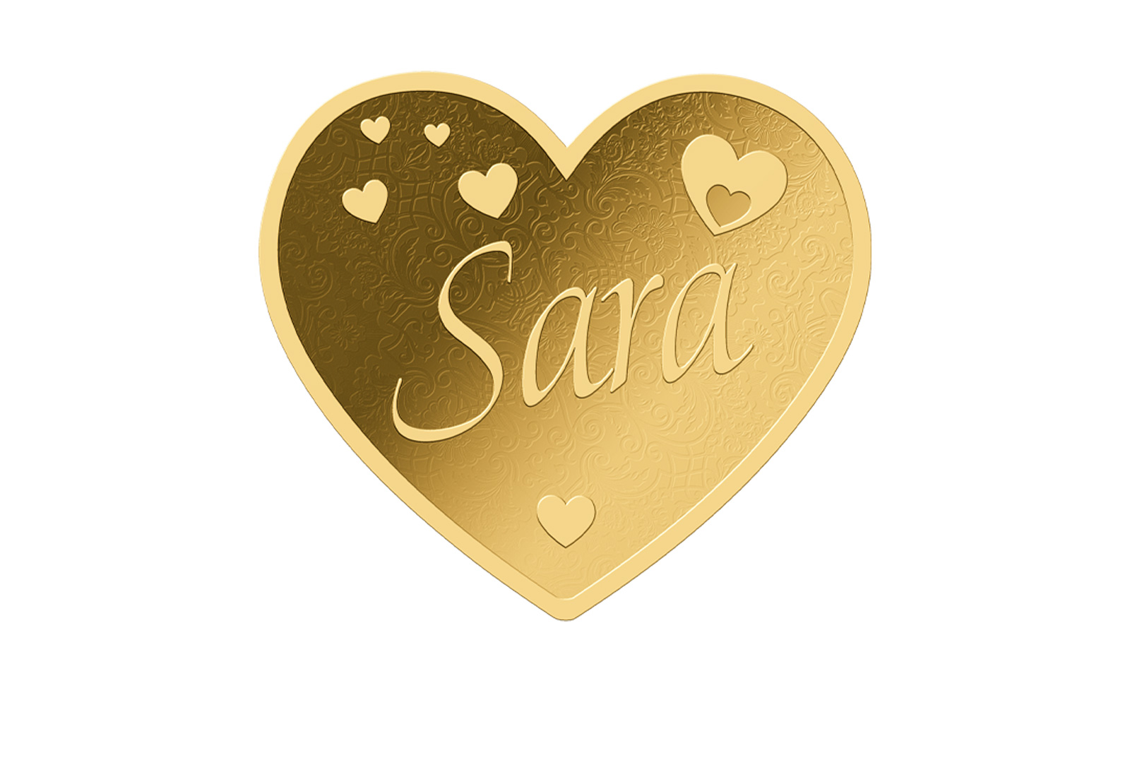 Goldmünze Motiv "Herz Sara" 999/1000 Gold im Geschenketui