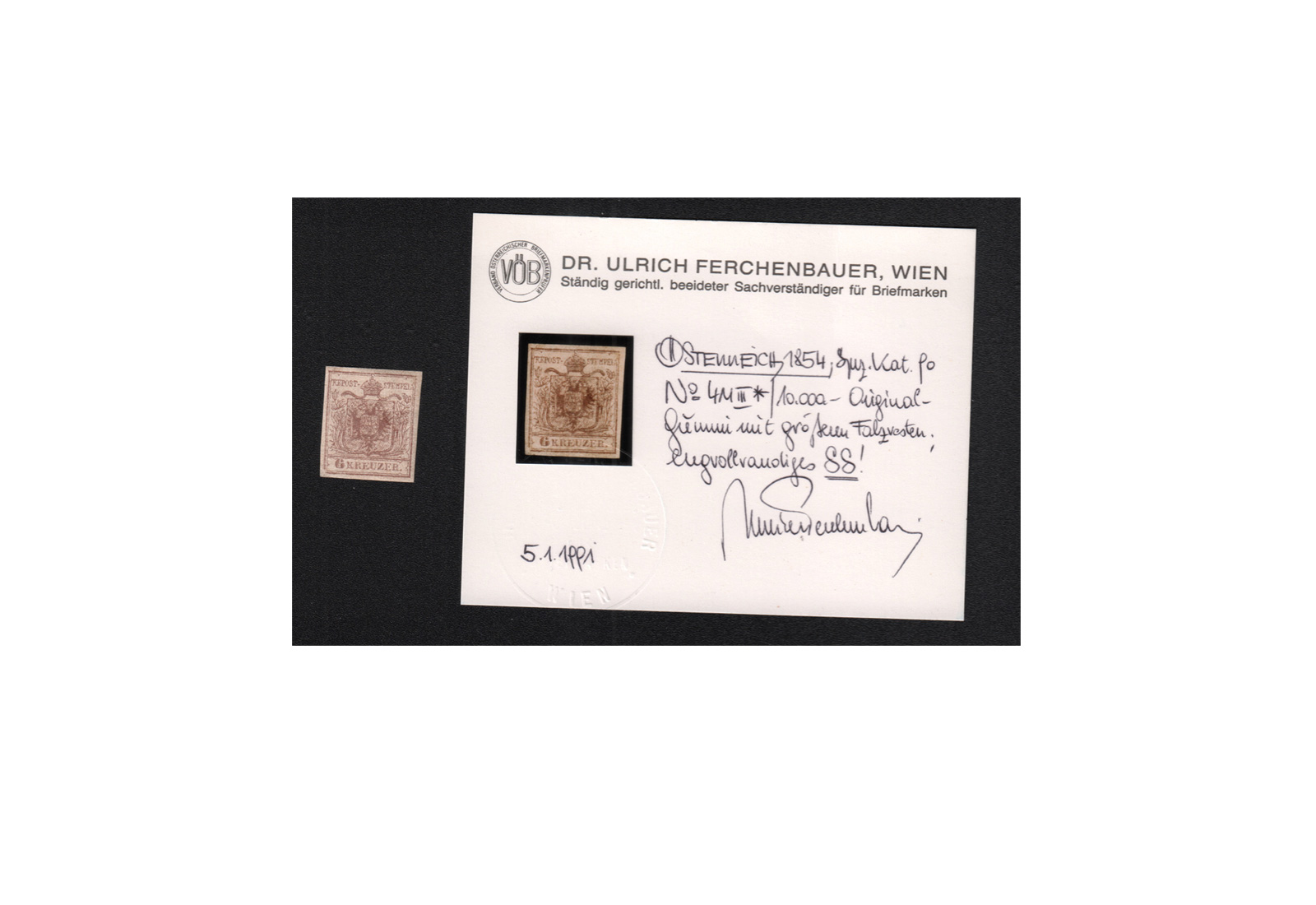 Österreich Mi.Nr. 4 Ya * Fotobefund Ferchenbauer