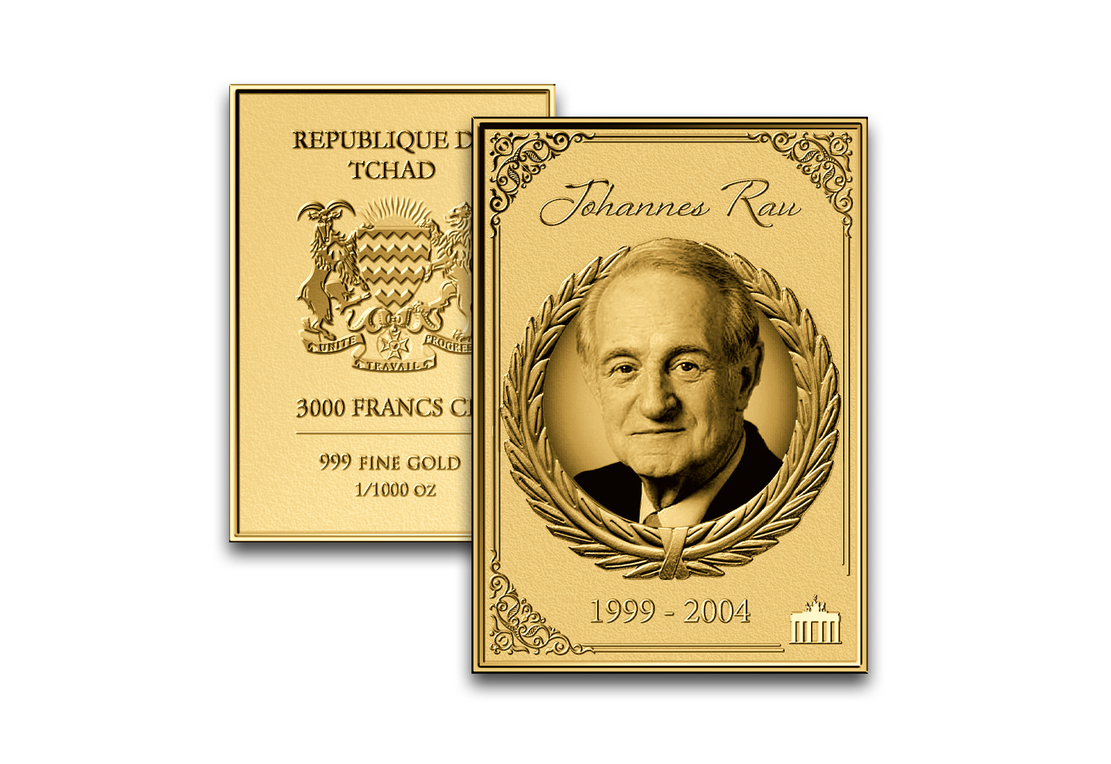 Goldmünzbarren Bundespräsident Johannes Rau 999/1000 Gold