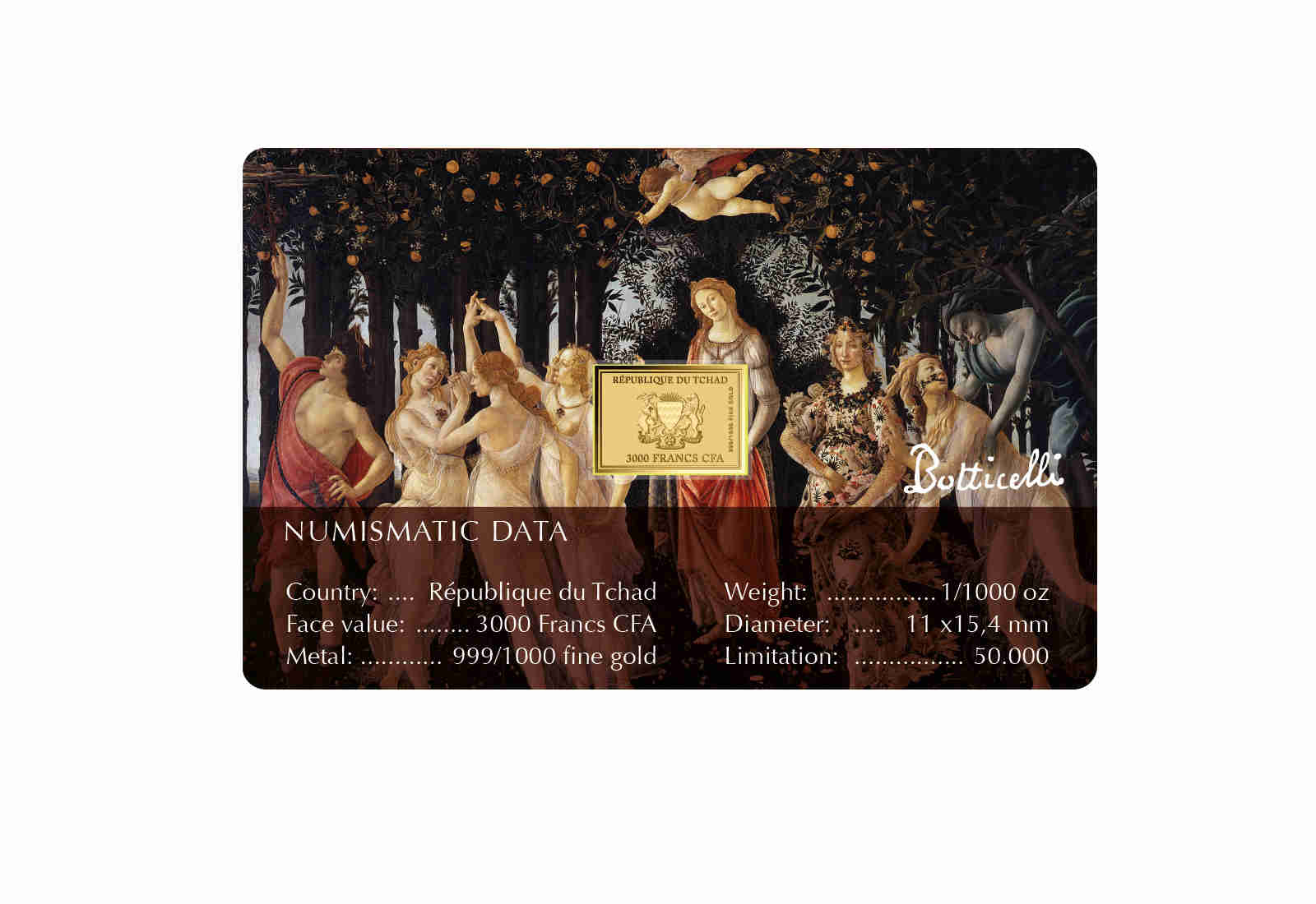Goldmünze Motiv Primavera Coincard Feinheit 999/1000 Gold Geschenk