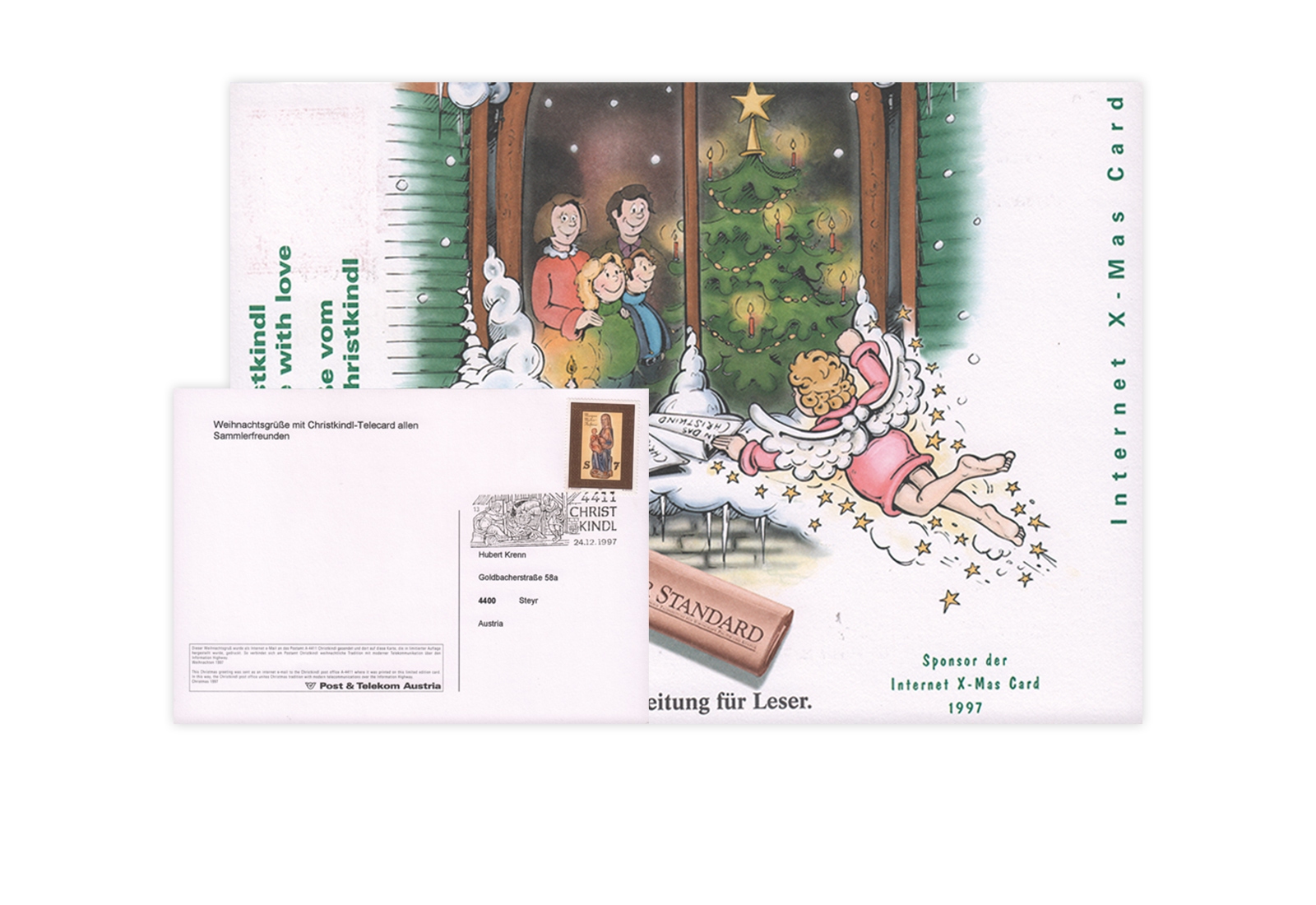 Österreich Internet-X-Mas-Card 1997/98 mit Stempel 24.12.1997