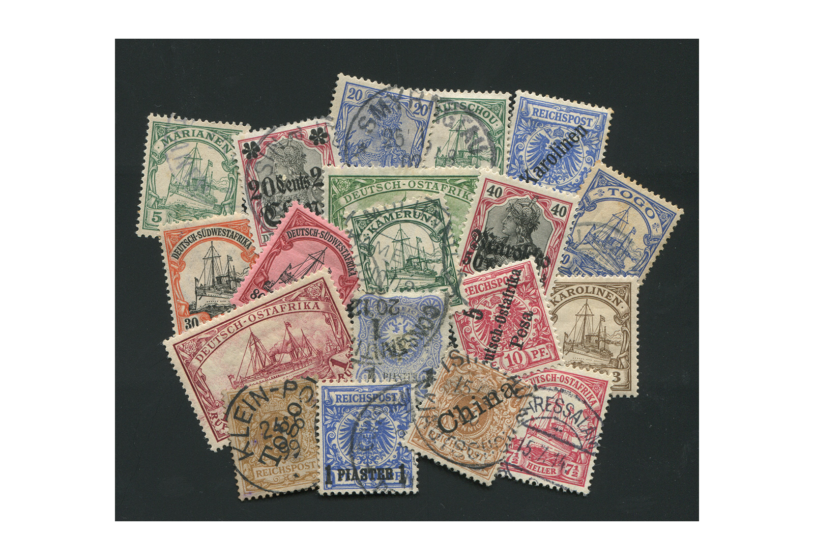 Briefmarken 25 versch. Dt. Kolonien und Auslandspostämter