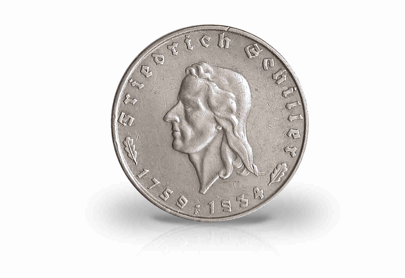 2 Reichsmark 1934 Drittes Reich Friedrich von Schiller Jaeger-Nr. 358