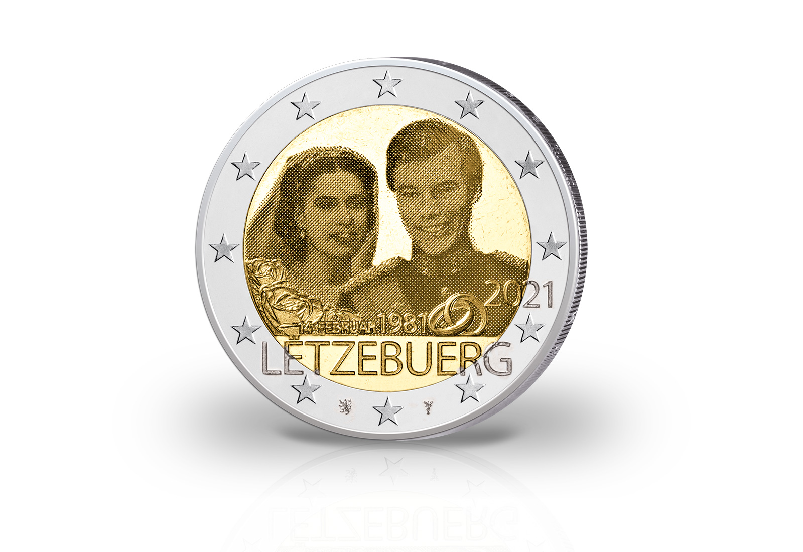 2 Euro 2021 Luxemburg 40. Hochzeitstag Großherzog Henri Photoprägung