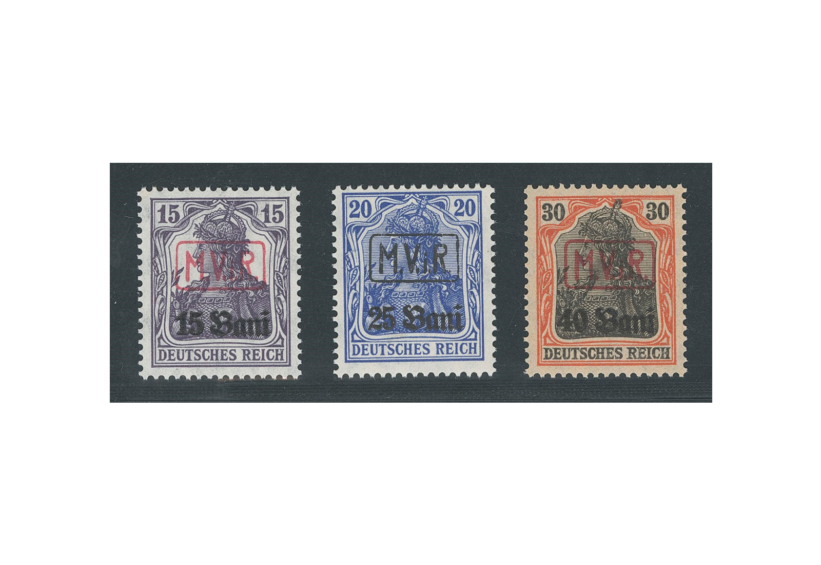 Briefmarken M.V.i.R. Dt.Besetzung-1.Weltkrieg MiNr.1/3 gest.