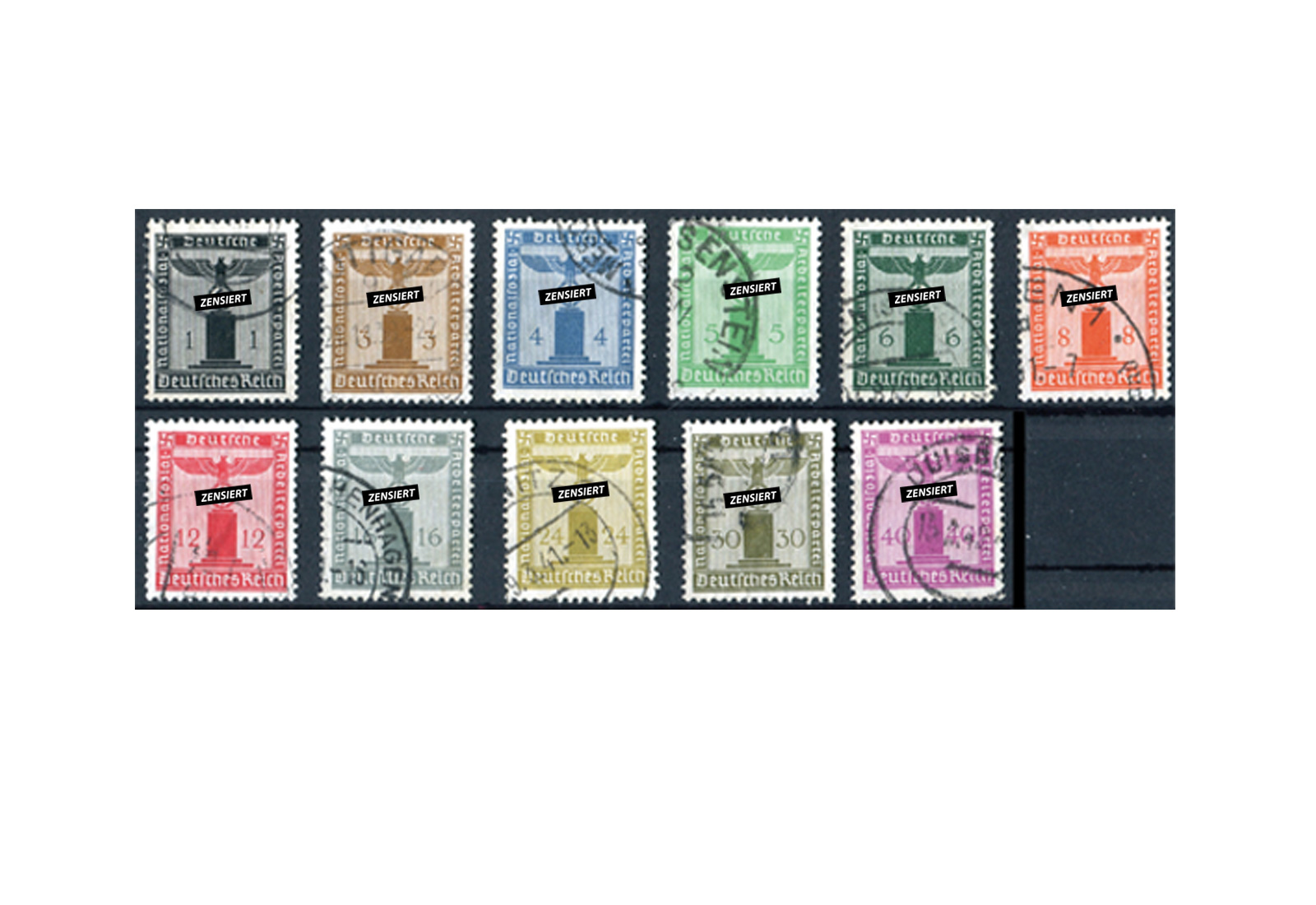 Deutsches Reich Mi. Nr. D 144/154 1938 gestempelt