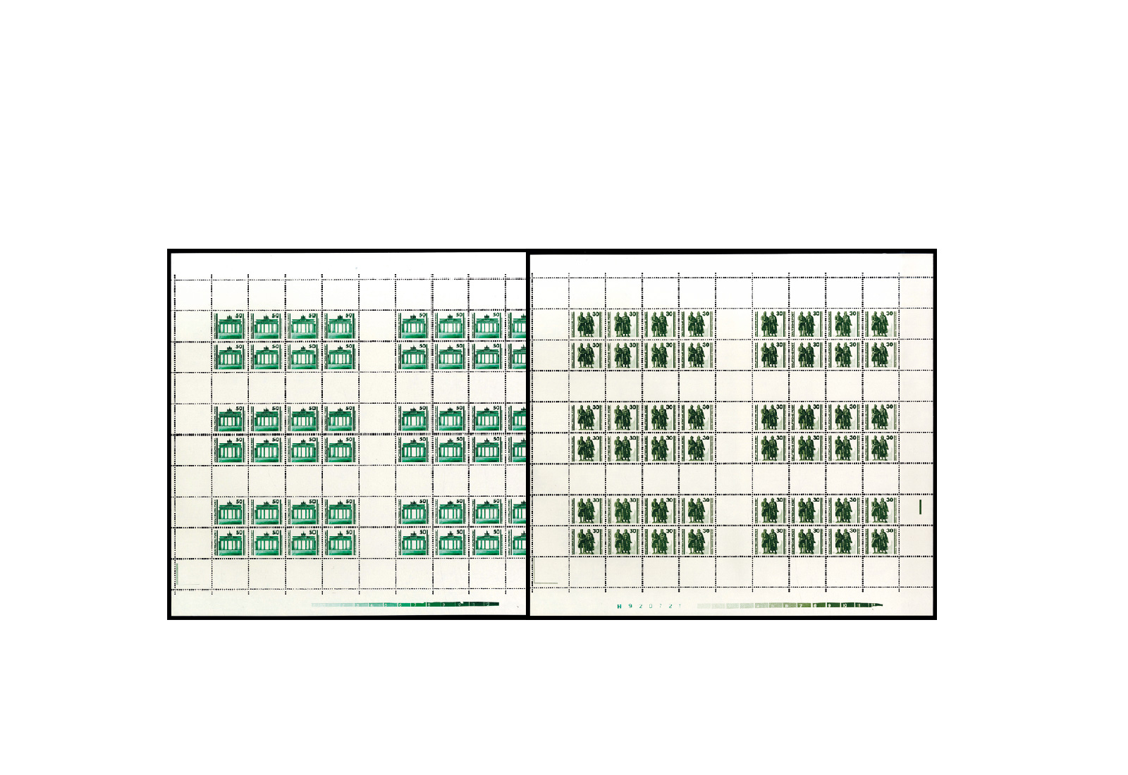 Briefmarken Markenheftchenbogen DDR Bauwerke und Denkmäler 1990 Michel-Nr. MHB 20 und 21 postfrisch