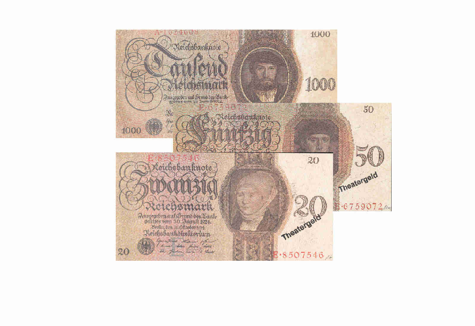 Faksimiles v. Reichsbanknoten der Serie 1924