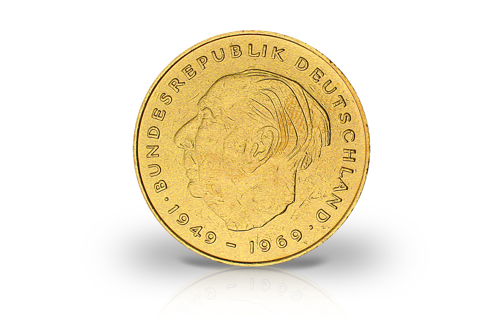 2 DM 1949-1969 BRD Theodor Heuss mit 24 Karat Goldauflage