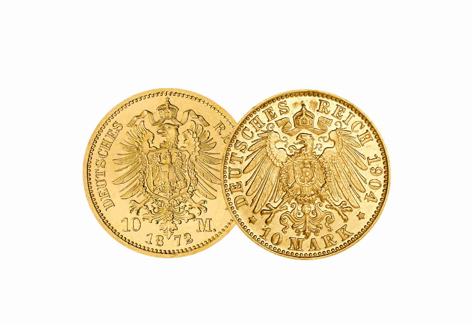 10 Mark Goldmünzen Deutsches Kaiserreich Bayern König Ludwig II. und Otto Jaeger-Nr. 2er Set 193, 201