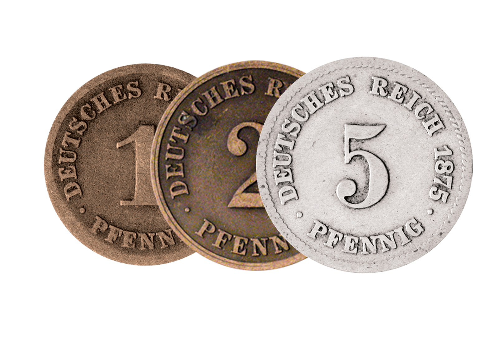 Kaiserreich Umlaufmünzen-Set Reichspfennig 1873-89 Jäeger Nr. 1-3