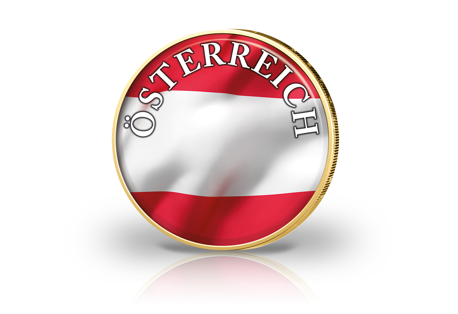 2 Euro vergoldet Österreich Flagge mit Farbapplikation