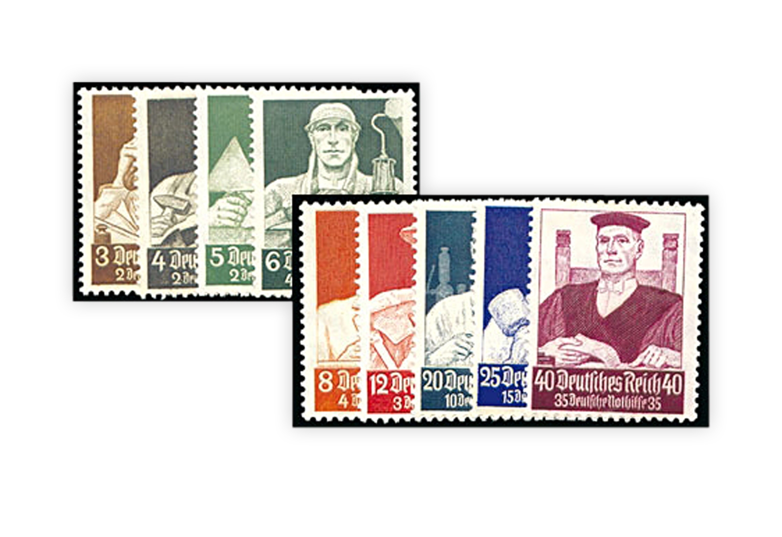 Briefmarken Deutsches Reich Nothilfe Berufsstände 1934 Michel-Nr. 556/64 mit Falz