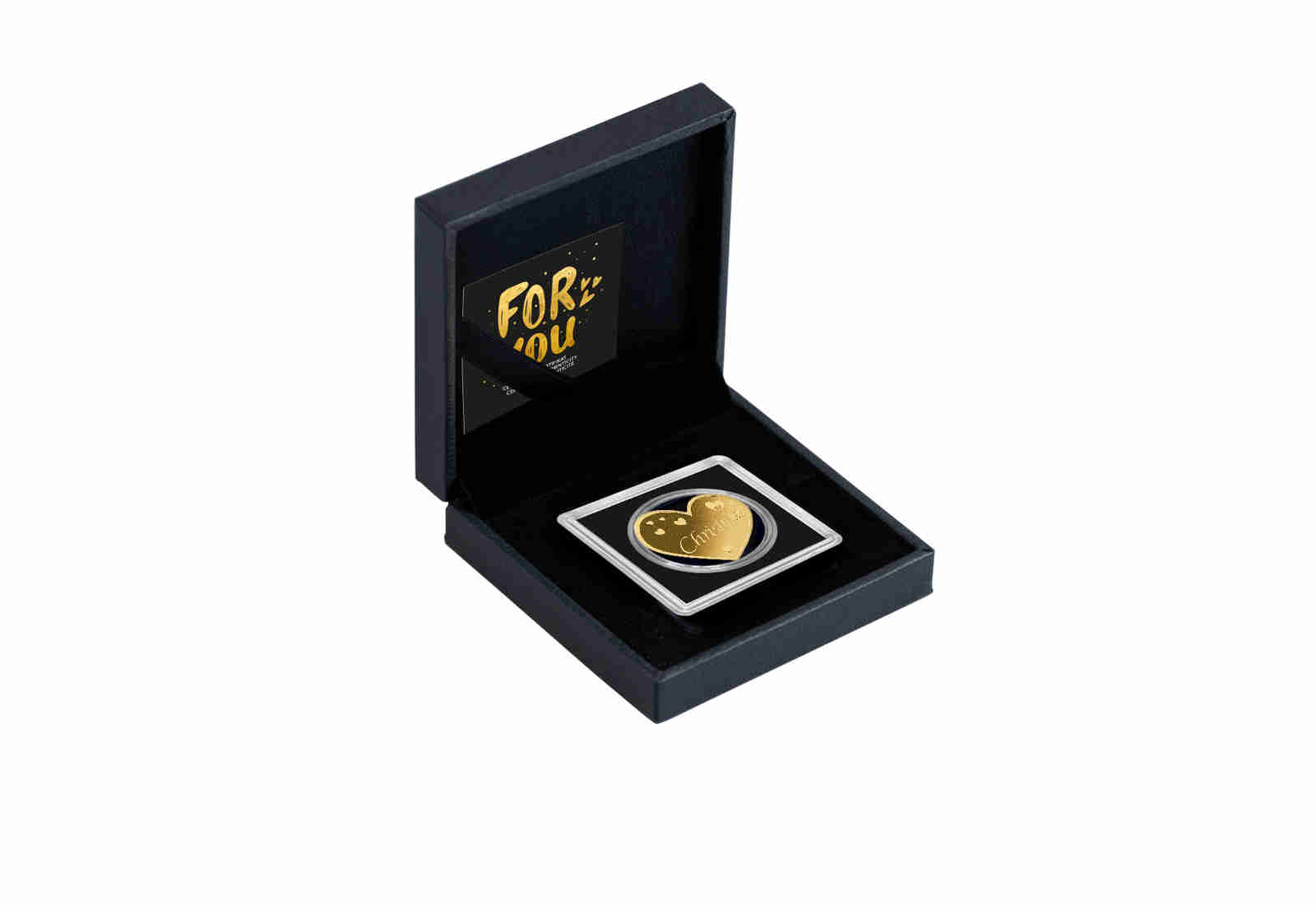 Goldmünze Motiv "Herz Christina" 999/1000 Gold im Geschenketui