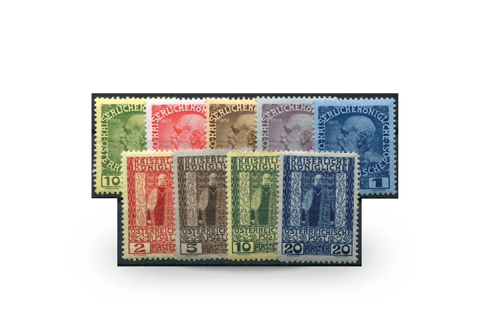 Briefmarken Österreich/Levante Regierungsjubiläum 1908 Michel-Nr. 53/61 postfrisch