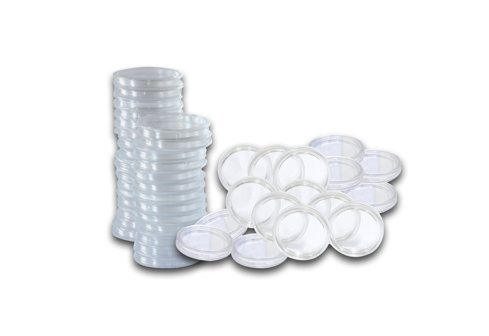 [16,5 - 26 mm] SAM 40 Münzkapseln für 5 Eurosätze je 8 Münzen (1 Cent bis 2 Euro)