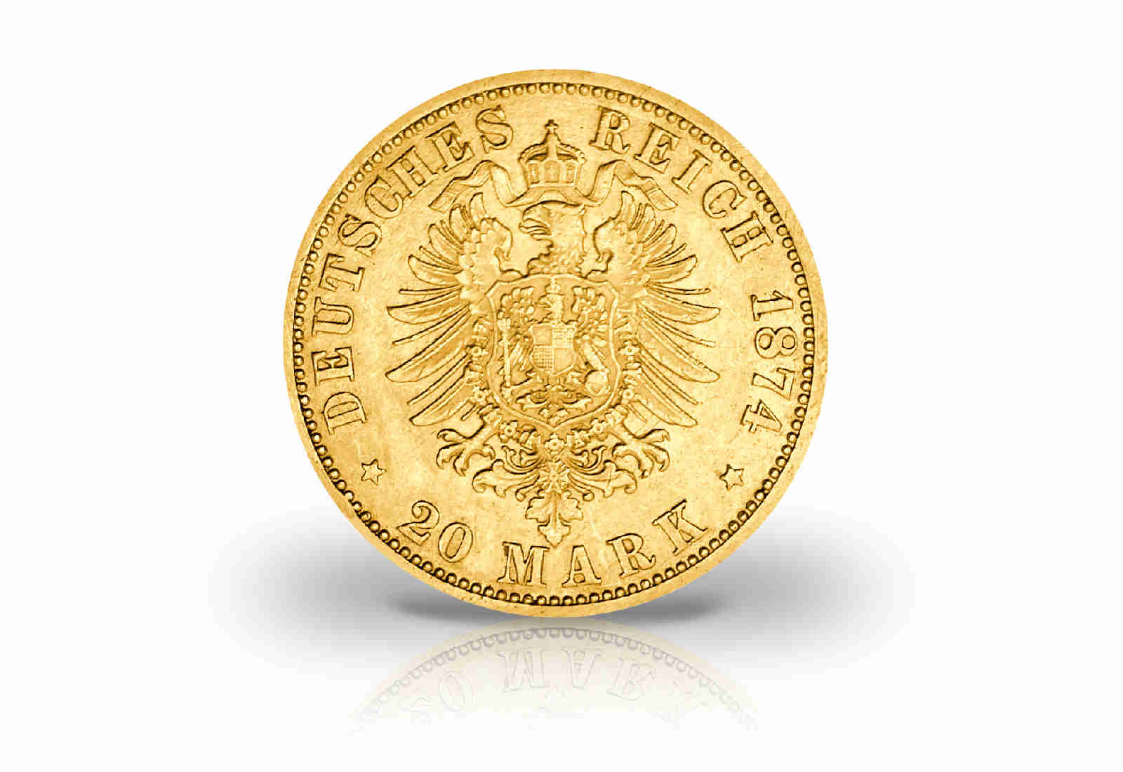 20 Mark Goldmünze 1874-1876 Kaiserreich König Karl von Württemberg Jaeger-Nr. 293