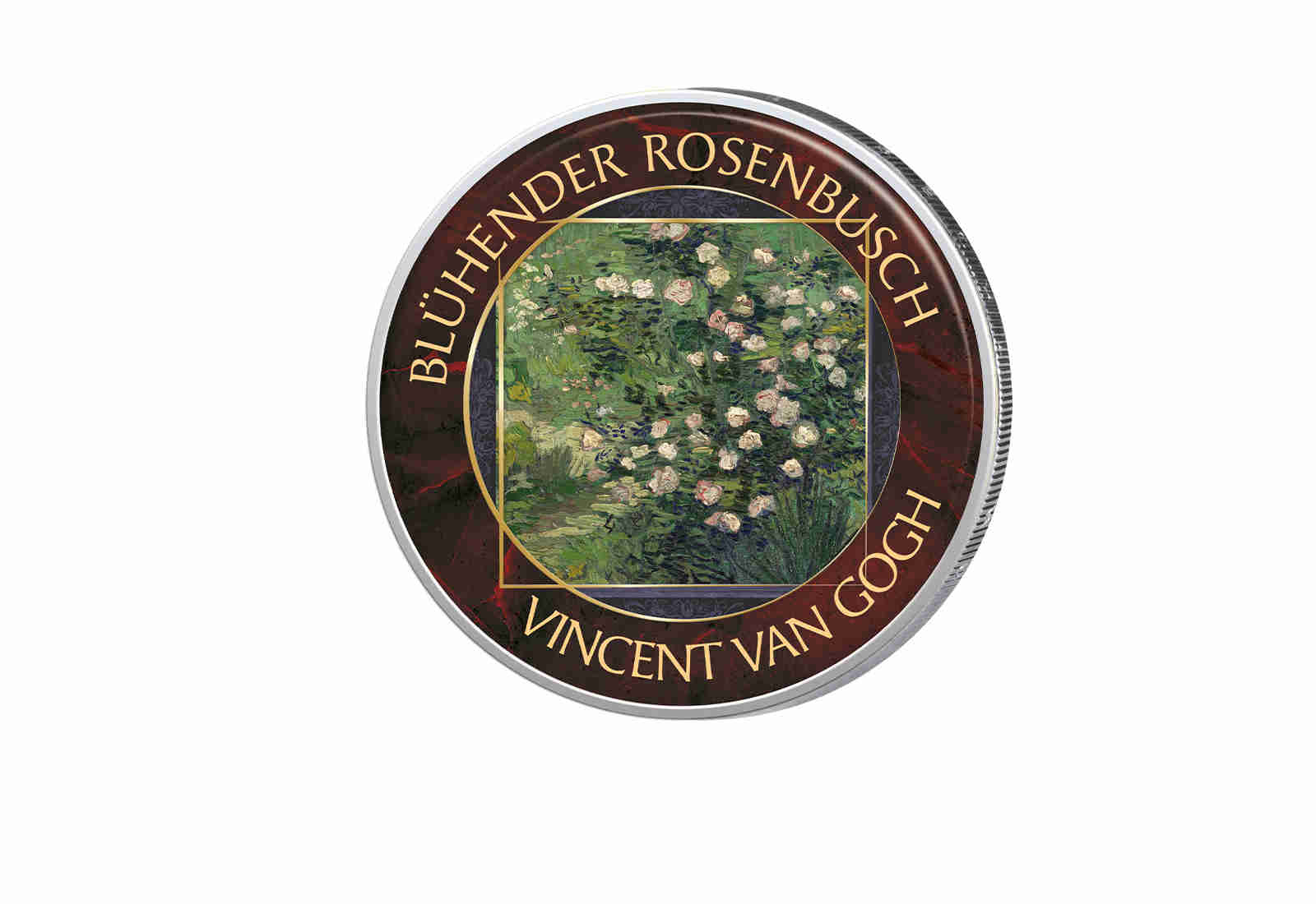 2 Euro mit Farbapplikation Blühender Rosenbusch Van Gogh