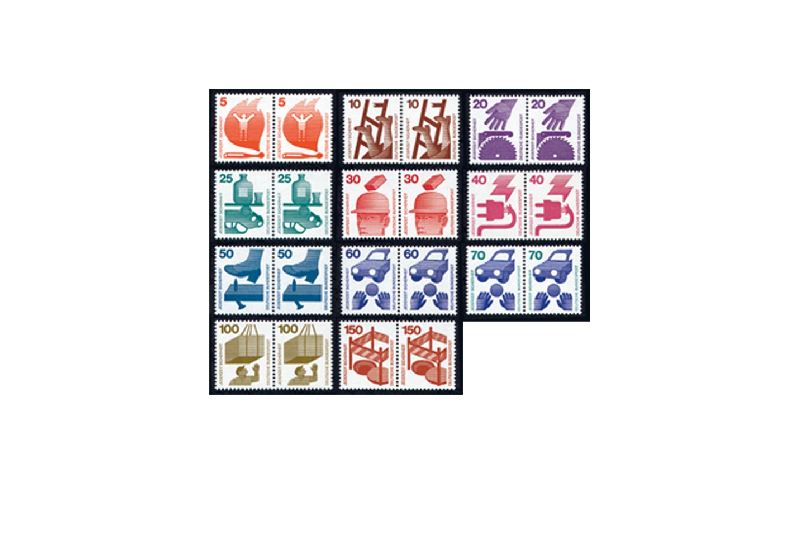 BRD Dauerserie Unfallverhütung - Mi.Nr. 694/703, 773 postfrisch