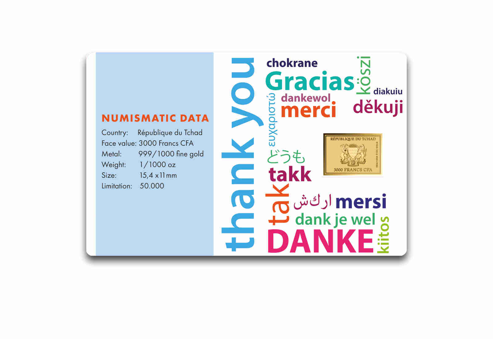 Goldmünze Motiv "Dankeschön" Coincard 999/1000 Gold Geschenk