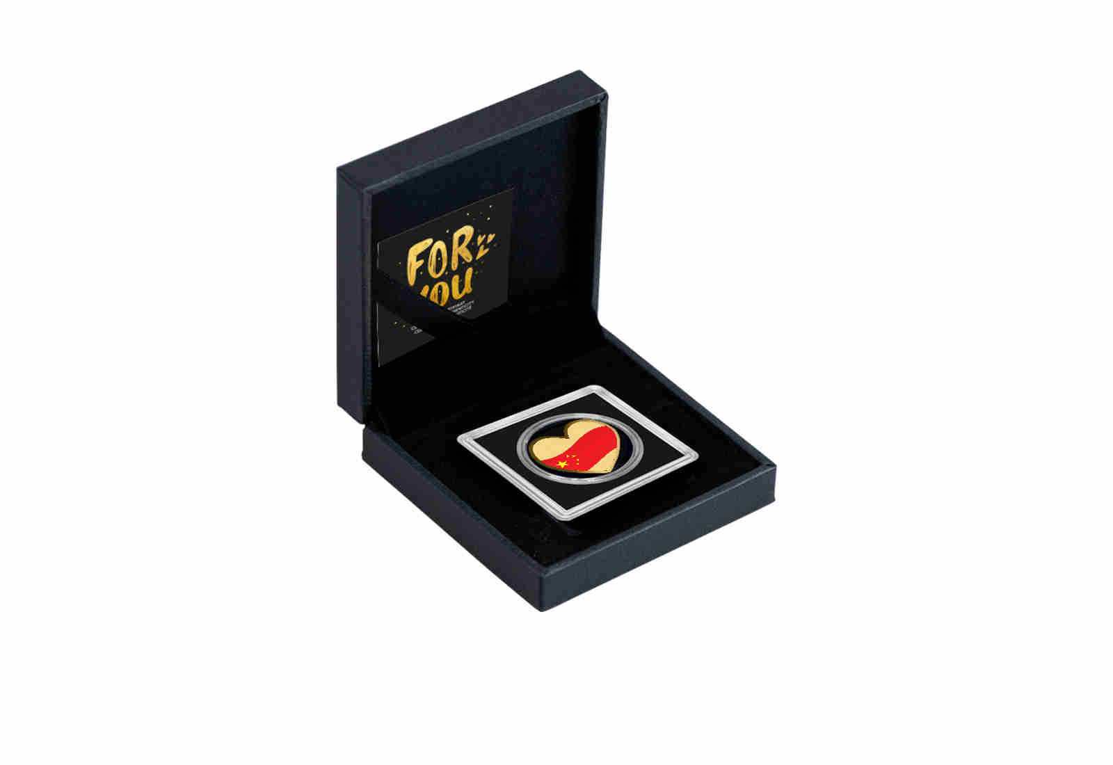Goldmünze Motiv "Ein Herz für China" 999/1000 Gold im Geschenketui