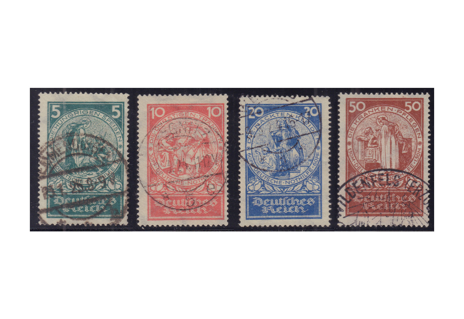 Briefmarken Deutsches Reich Nothilfe Rosenwunder 1924 Michel-Nr. 351/354 gestempelt