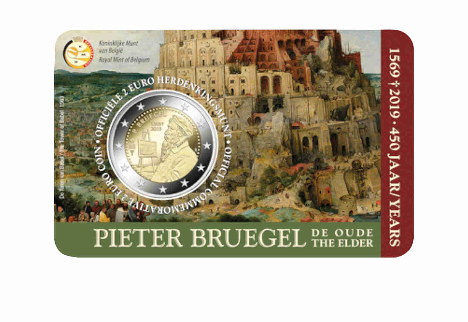 2 Euro 2019 Belgien 450. Todestag von Pieter Bruegel st in Coincard