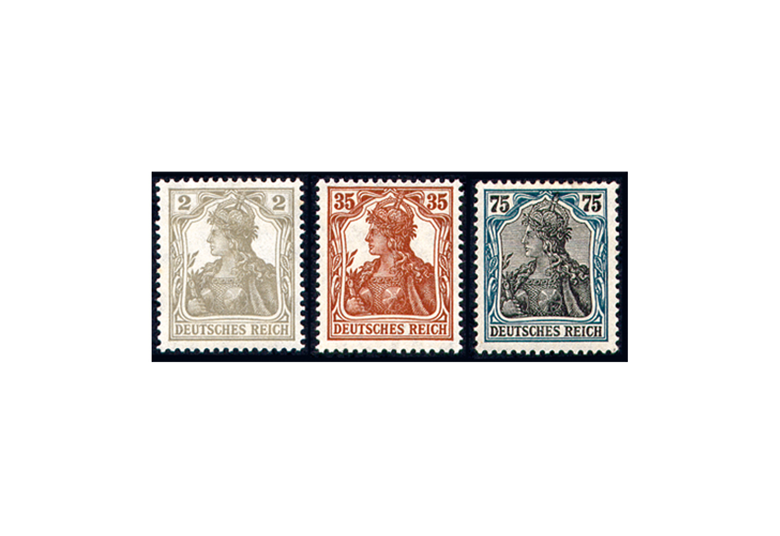 Briefmarken Deutsches Reich Germania VII Michel-Nr. 102/104 Falz