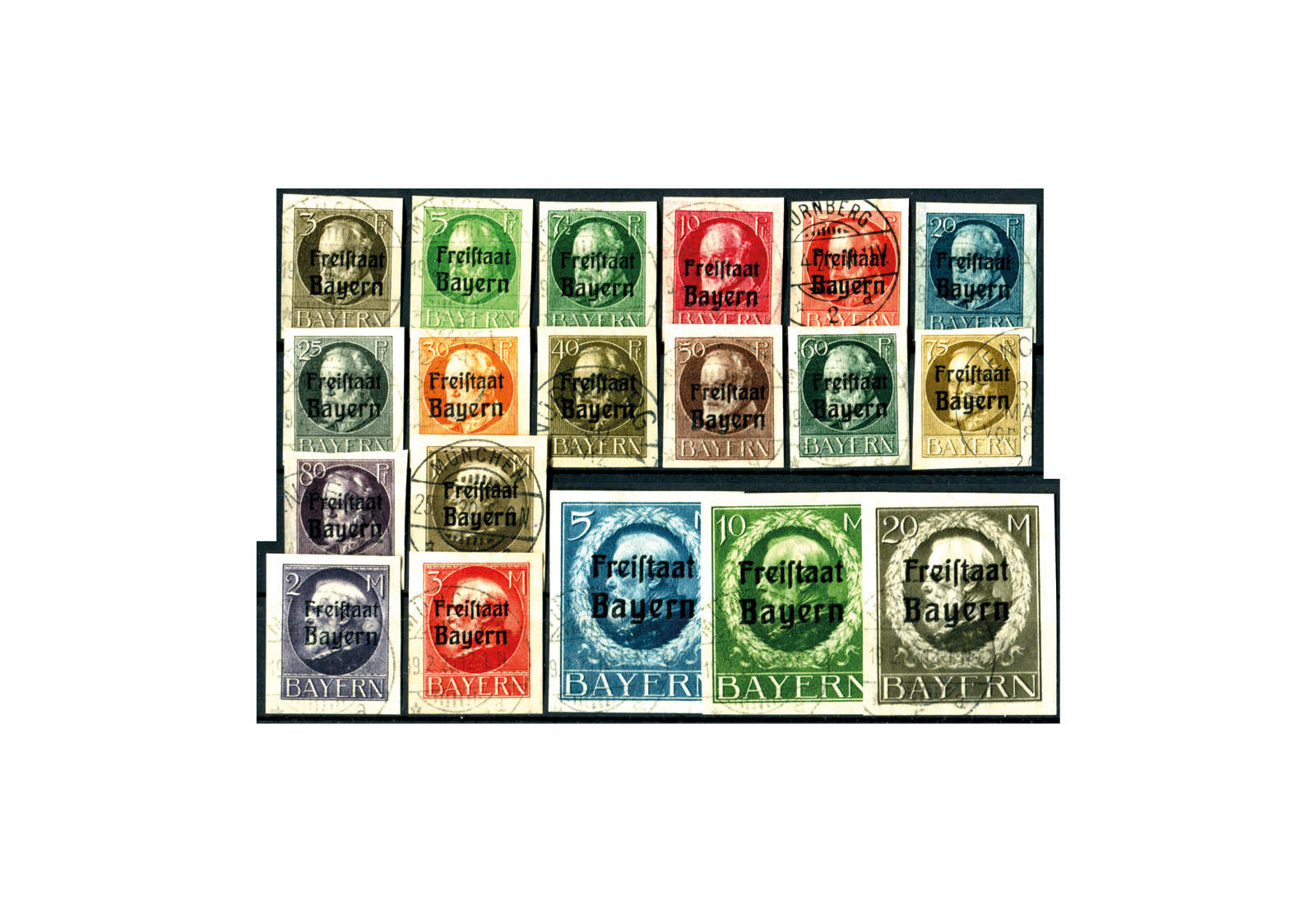 Bayern Michel-Nr. 152/170 gestempelt Freistaat Bayern