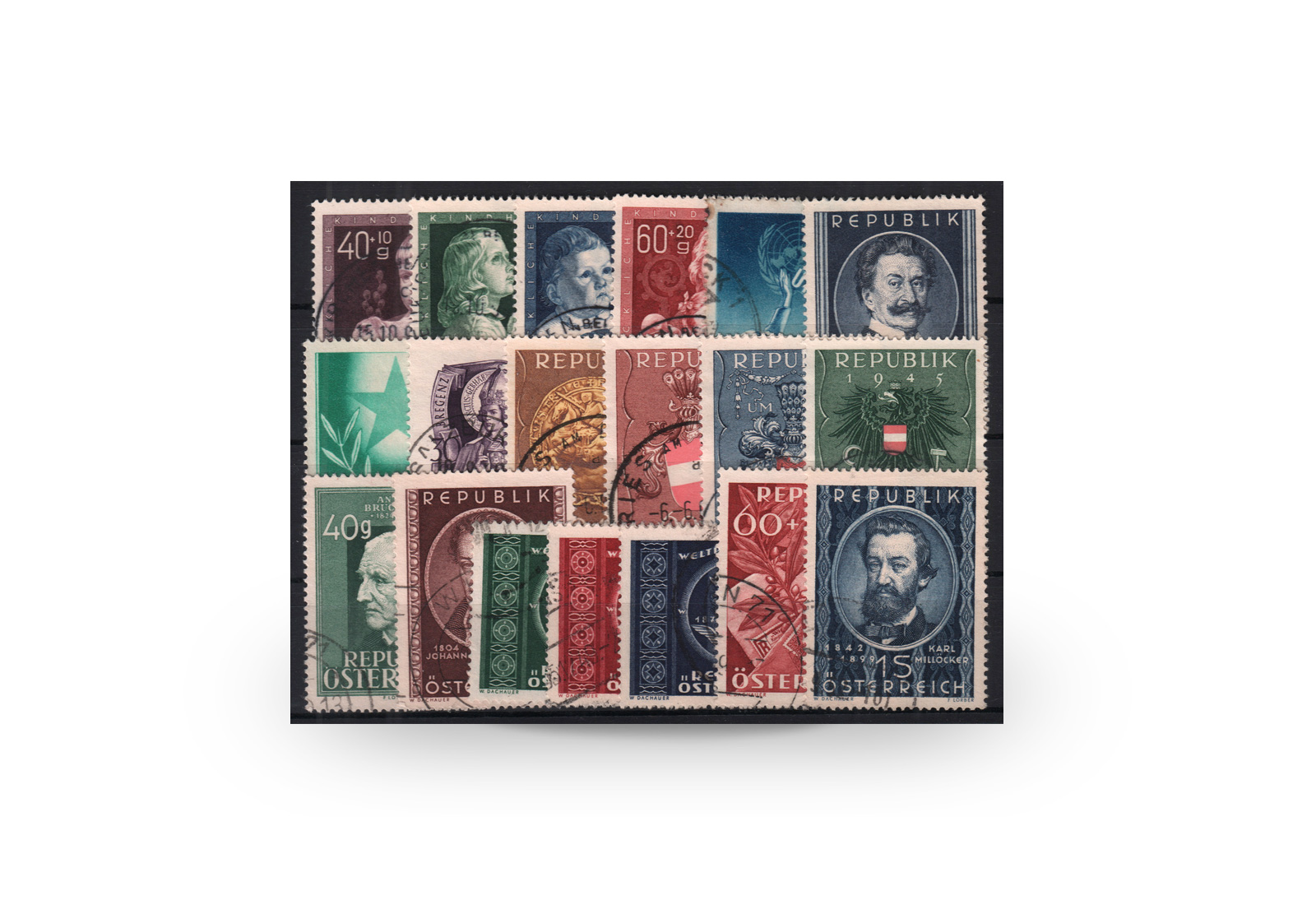 Österreich Mi.Nr. 929/947 Jahrgang 1949 gestempelt 19 Briefmarken