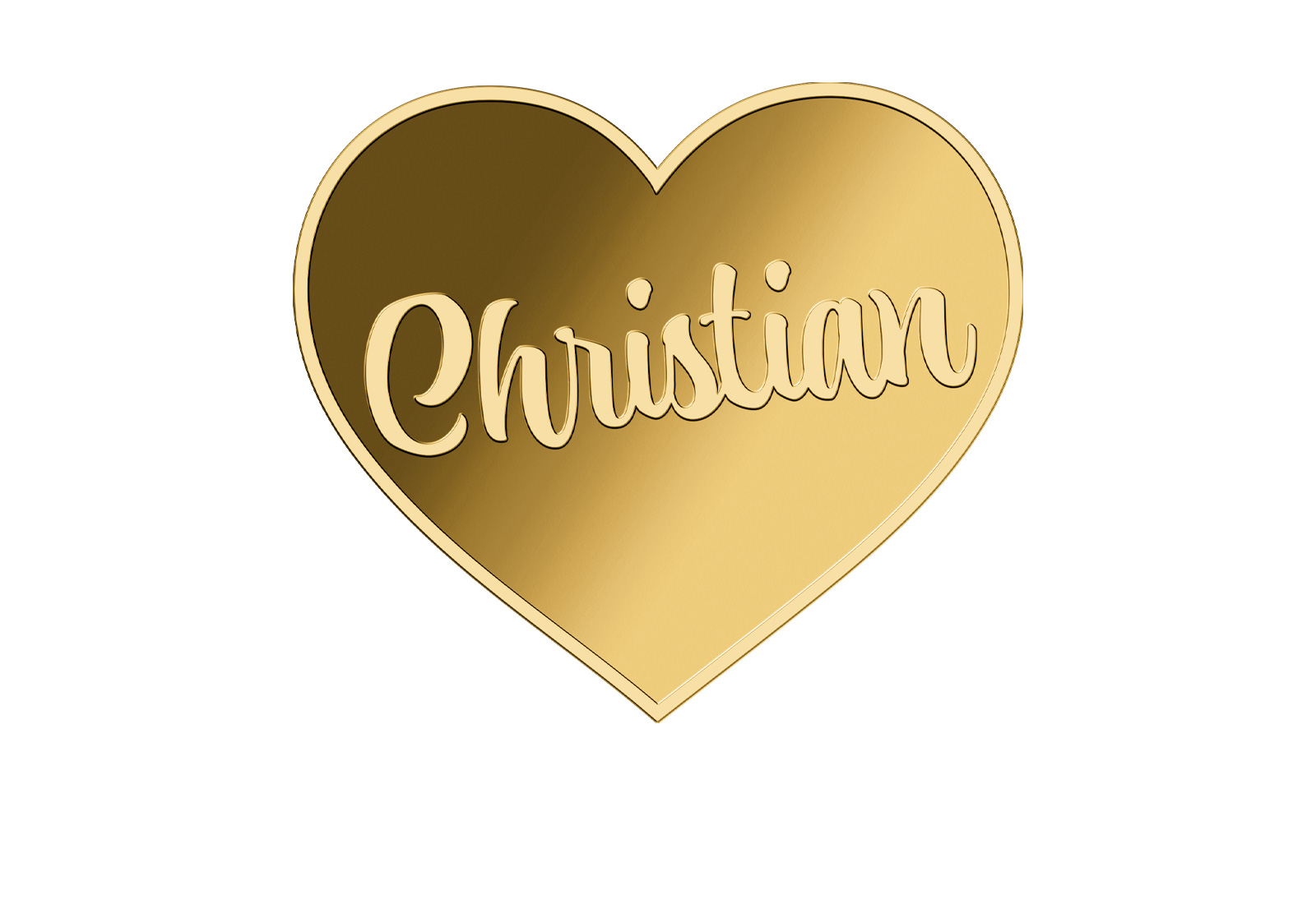 Goldmünze Motiv "Herz Christian" 999/1000 Gold im Geschenketui