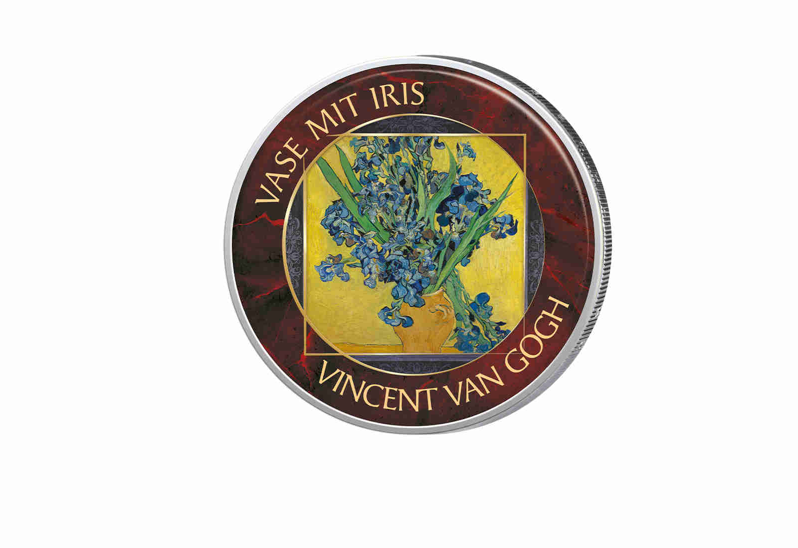 2 Euro mit Farbapplikation Vase mit Iris Van Gogh