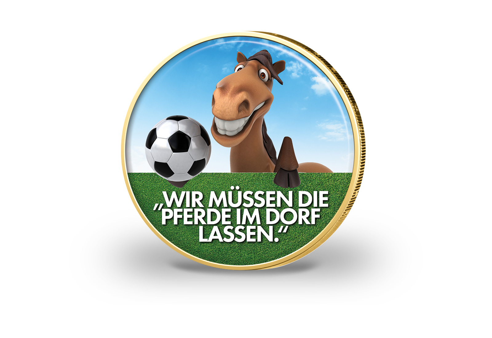 2 Euro vergoldet Fußballspruch 25 mit Farbmotiv