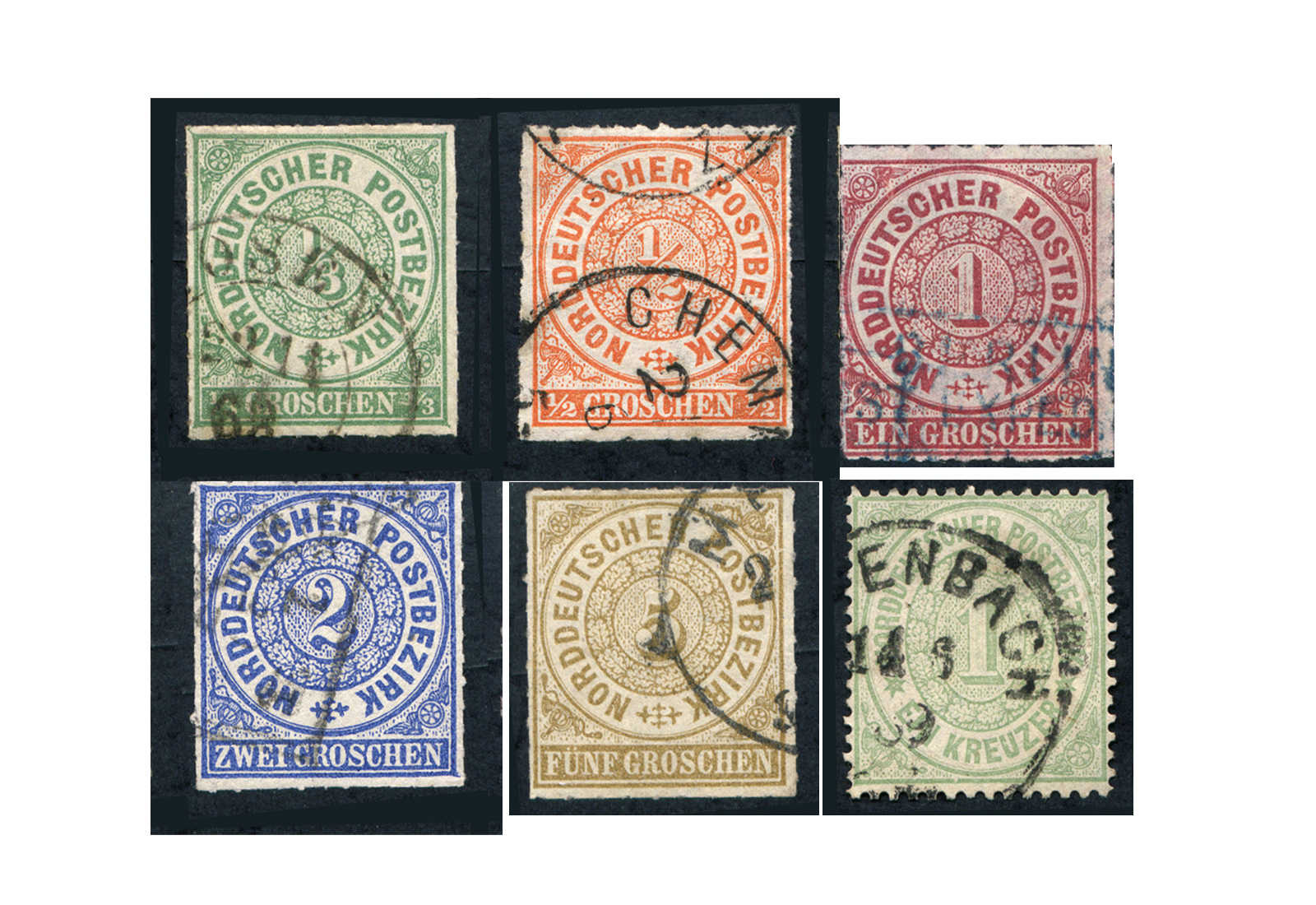 Norddeutscher Postbezirk Set Michel-Nr. 1 - 6 gestempelt