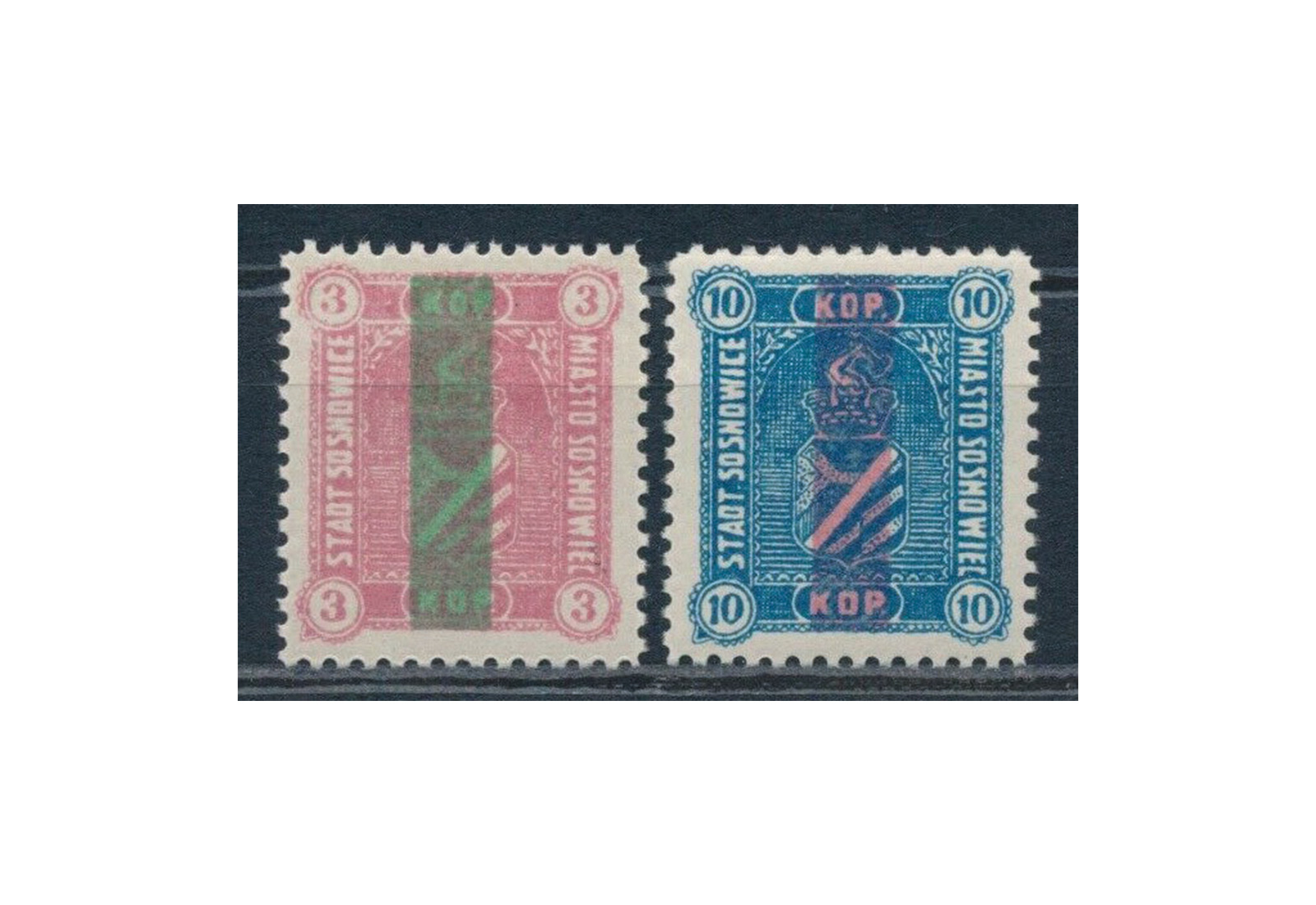 Briefmarke Sosnowice Dt. Besetzung I. Weltkrieg MiNr.: 3-4 gest.