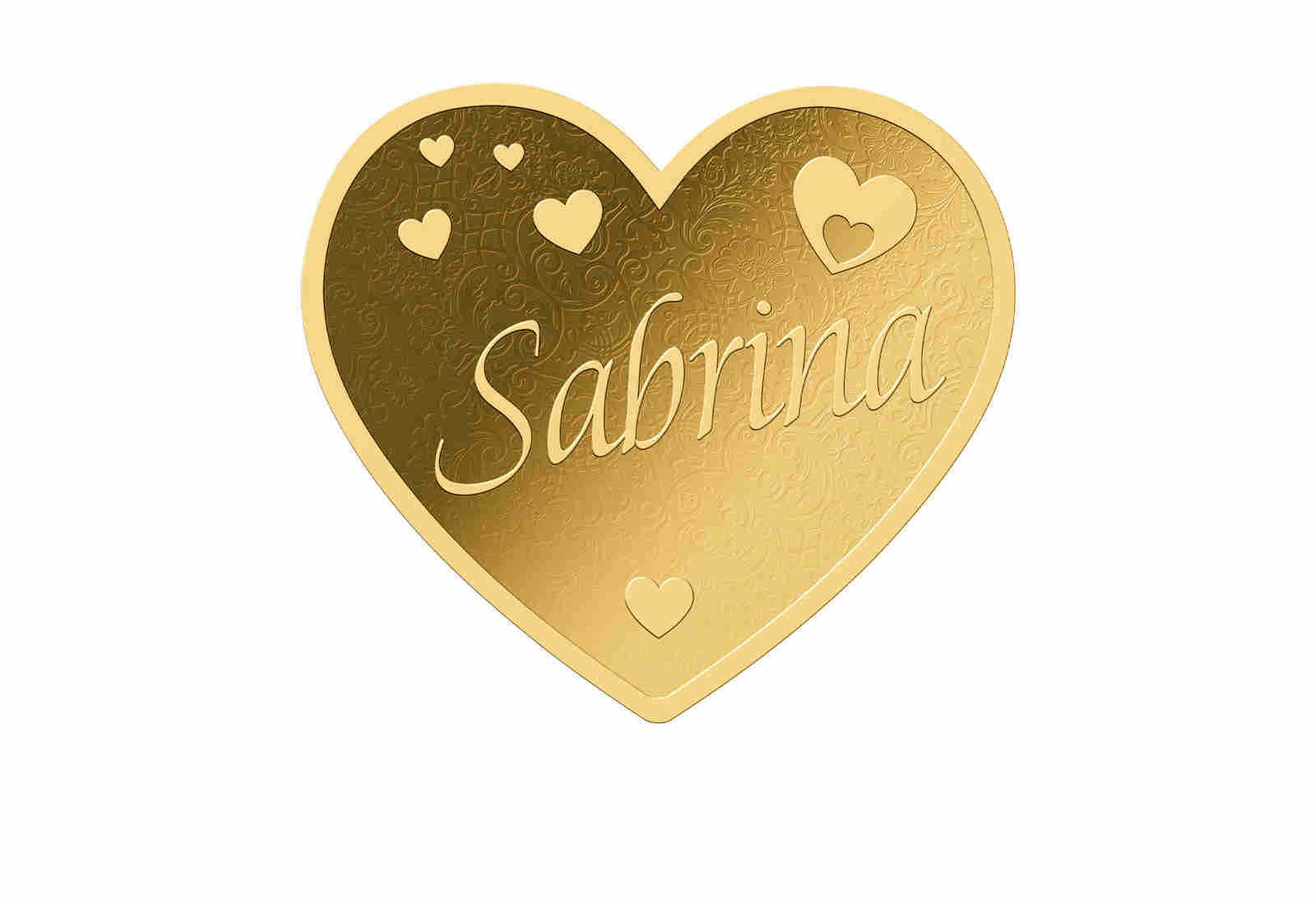Goldmünze Motiv "Herz Sabrina" 999/1000 Gold im Geschenketui