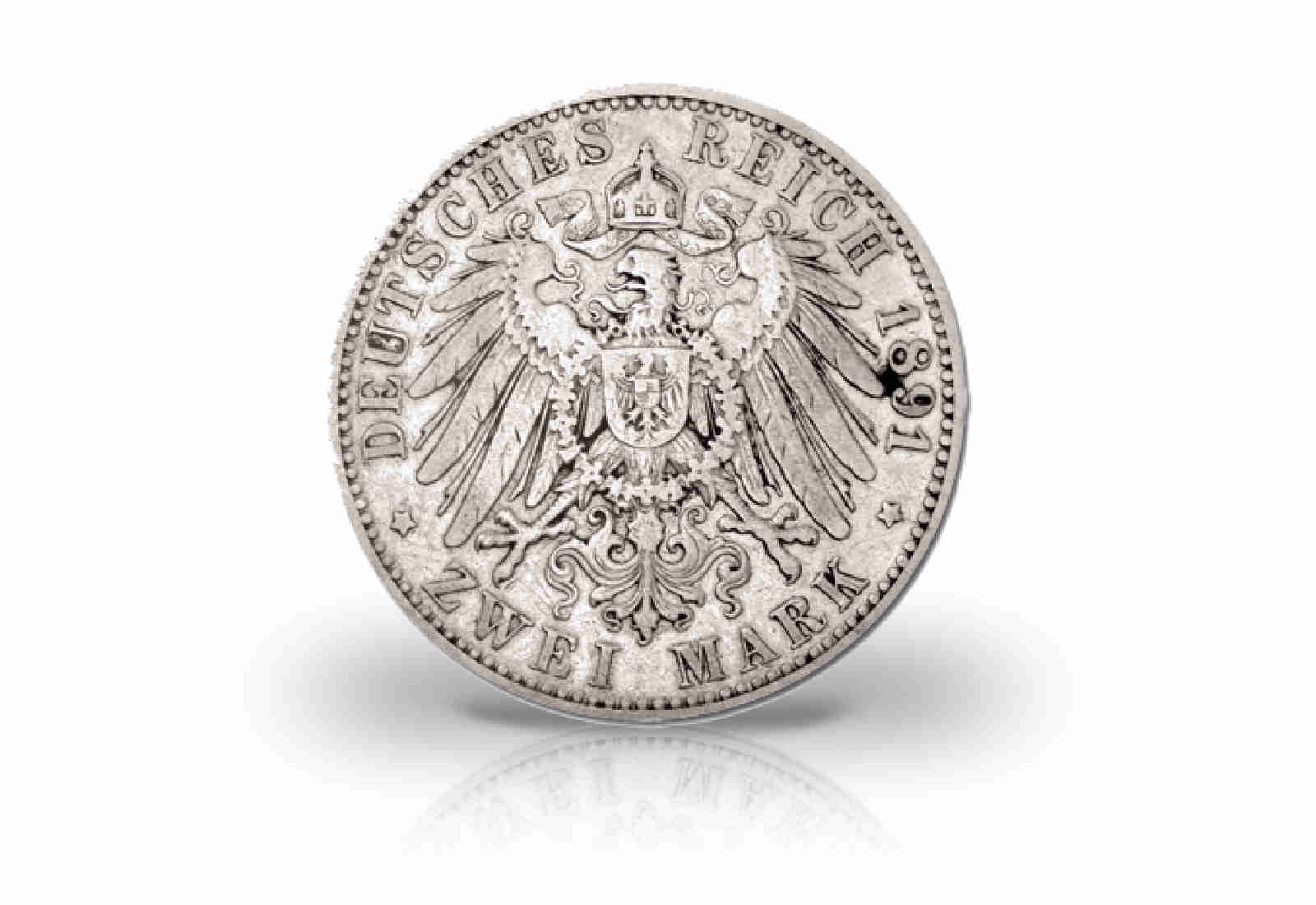 2 Mark 1891-1902 Deutsches Kaiserreich Sachsen Albert Jaeger-Nr. 124