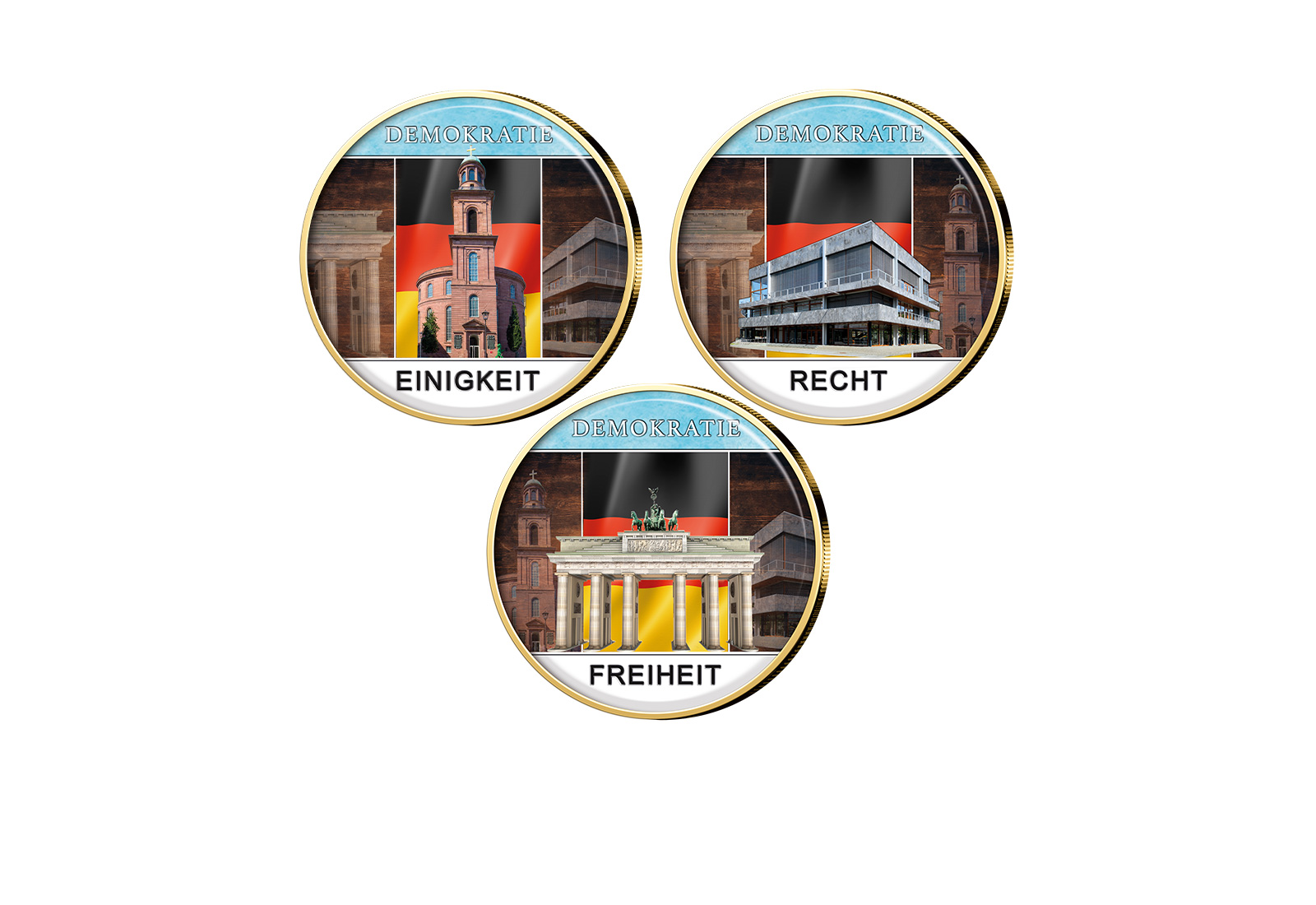 3x2 Euro Set vergoldet mit Farbapplikation Deutschland