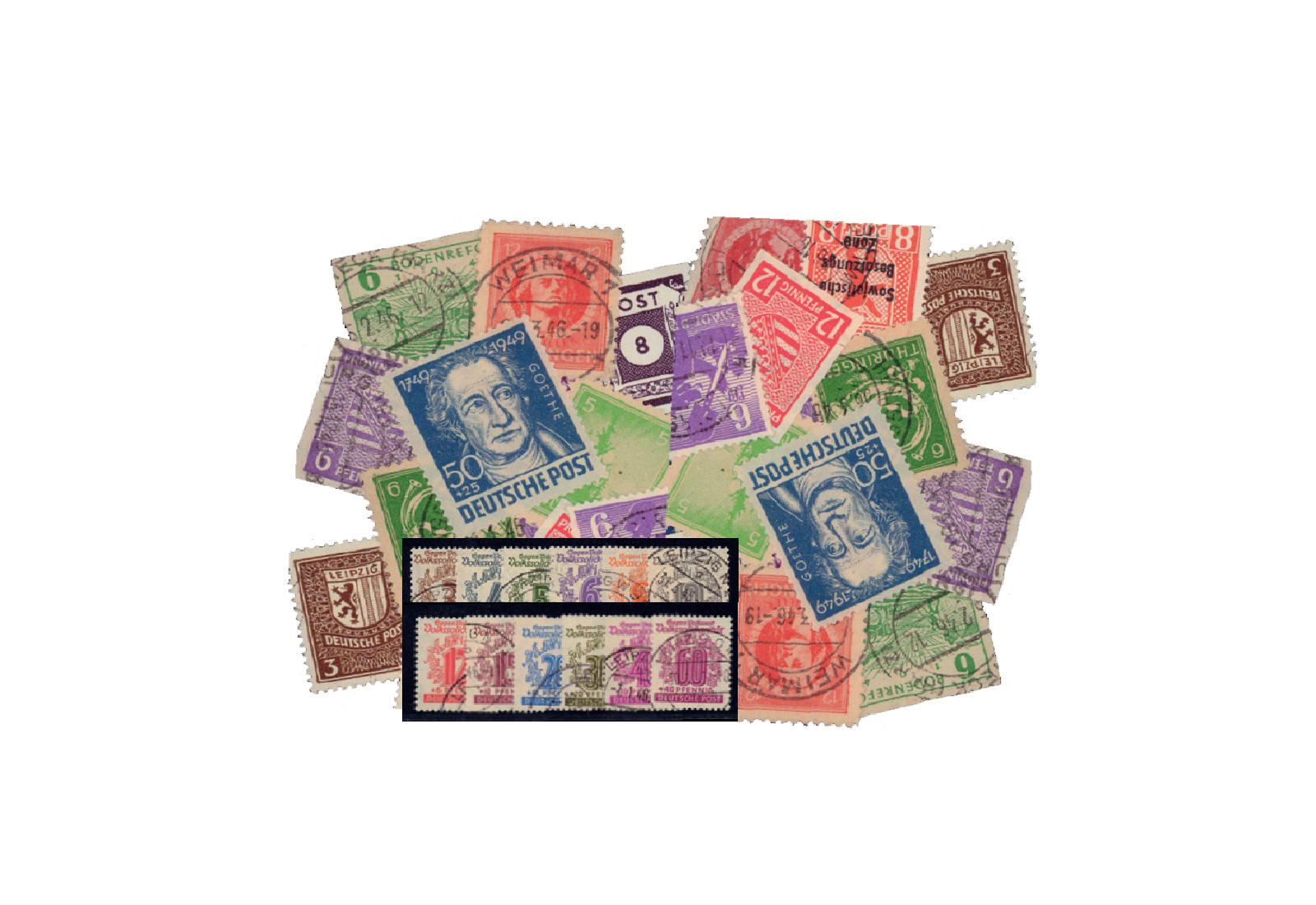Briefmarken SBZ 50 verschiedene Marken 1945-1949 gestempelt