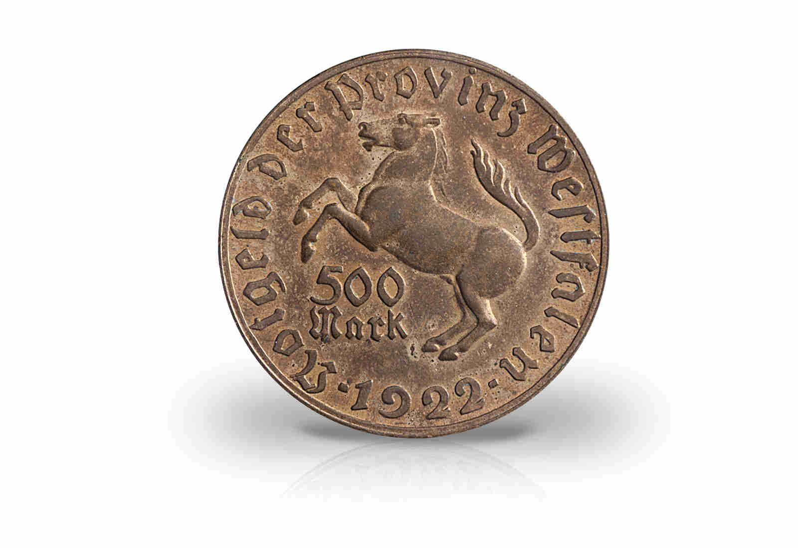 500 Mark Notgeldmünze 1922 Weimarer Republik Westfalen N15 Bronze vergoldet