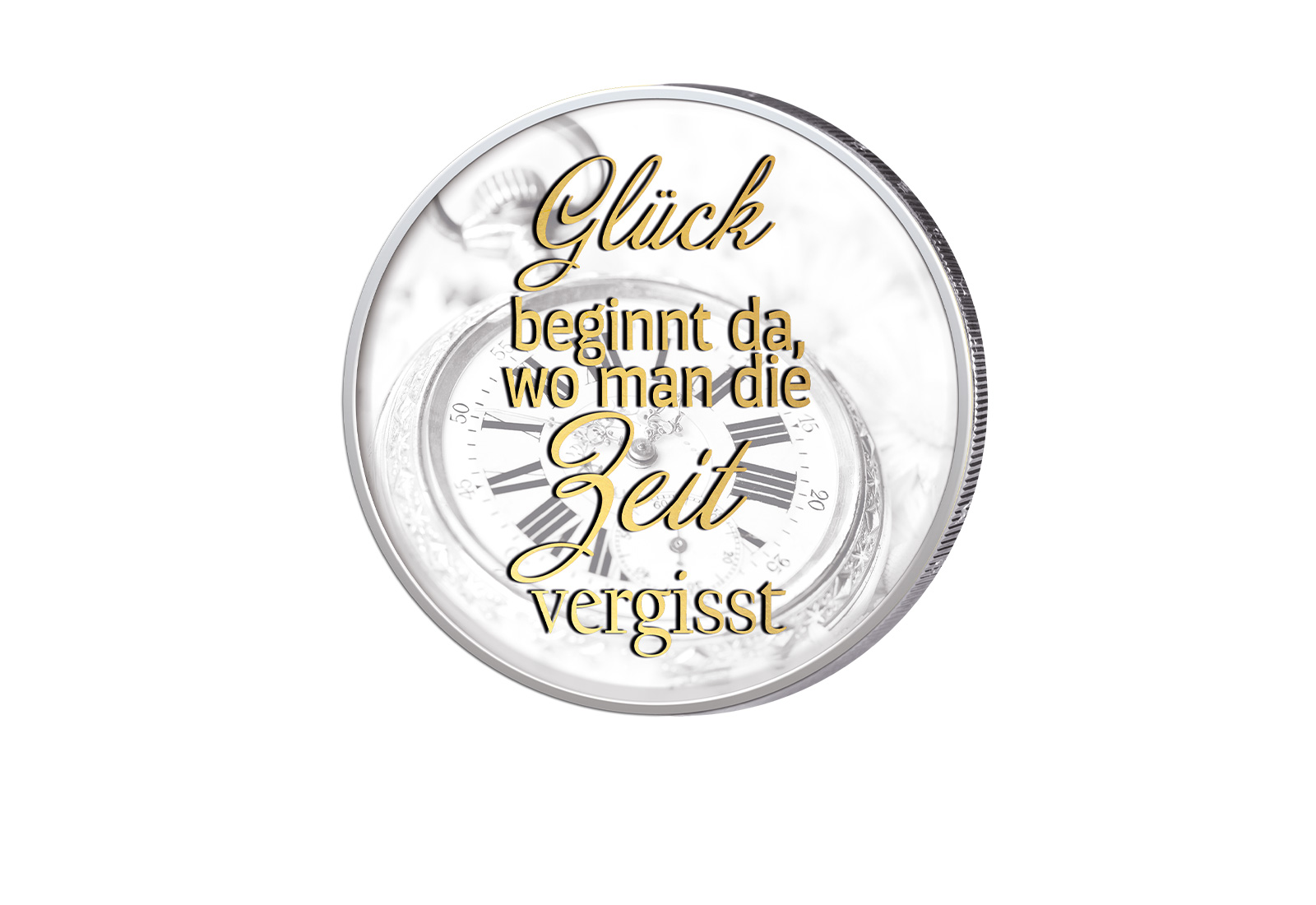2 Euro vergoldet mit Farbmotiv Glück