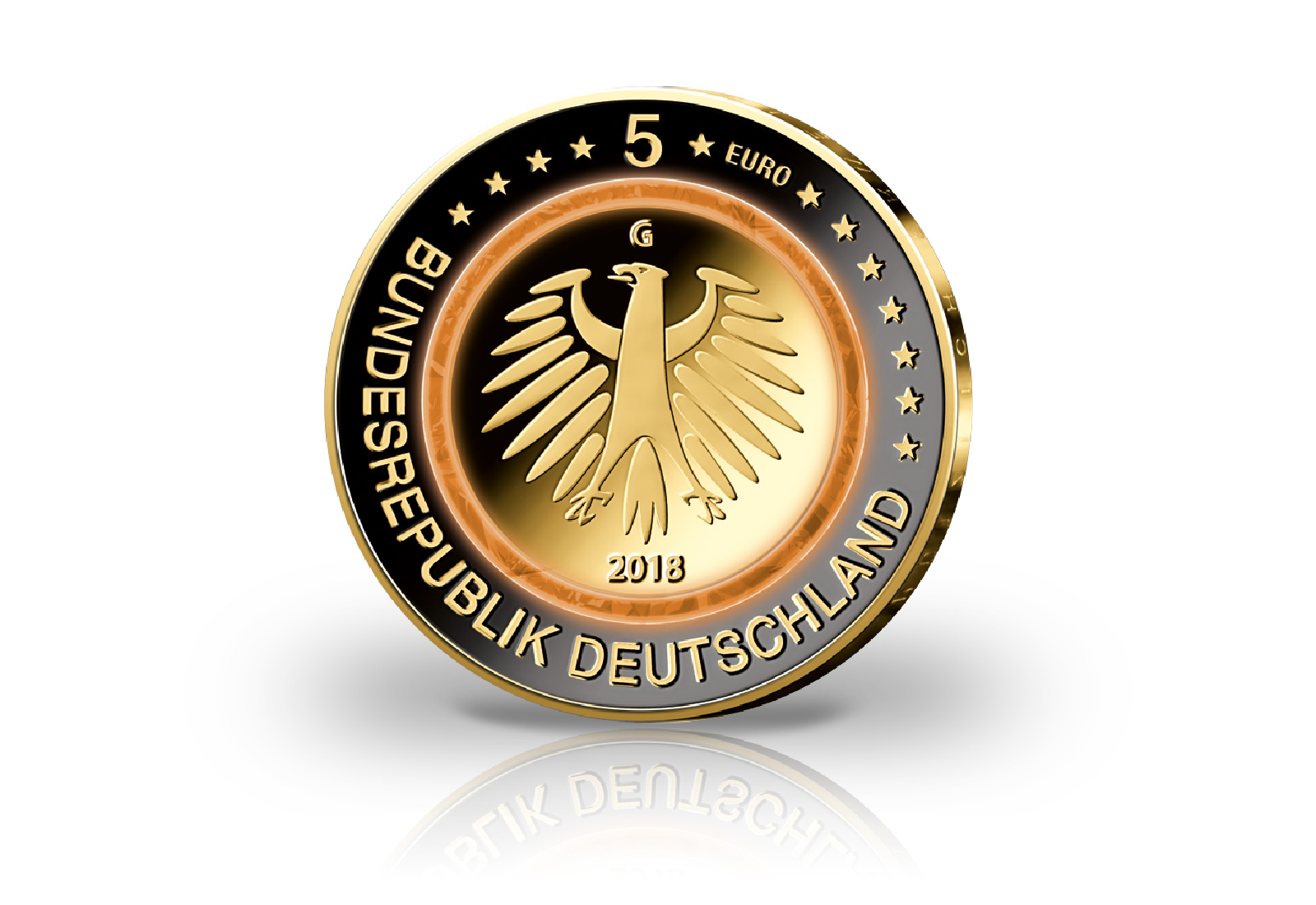 5 Euro 2018 Deutschland Subtropische Zone mit Rhodium und 24 Karat Goldauflage