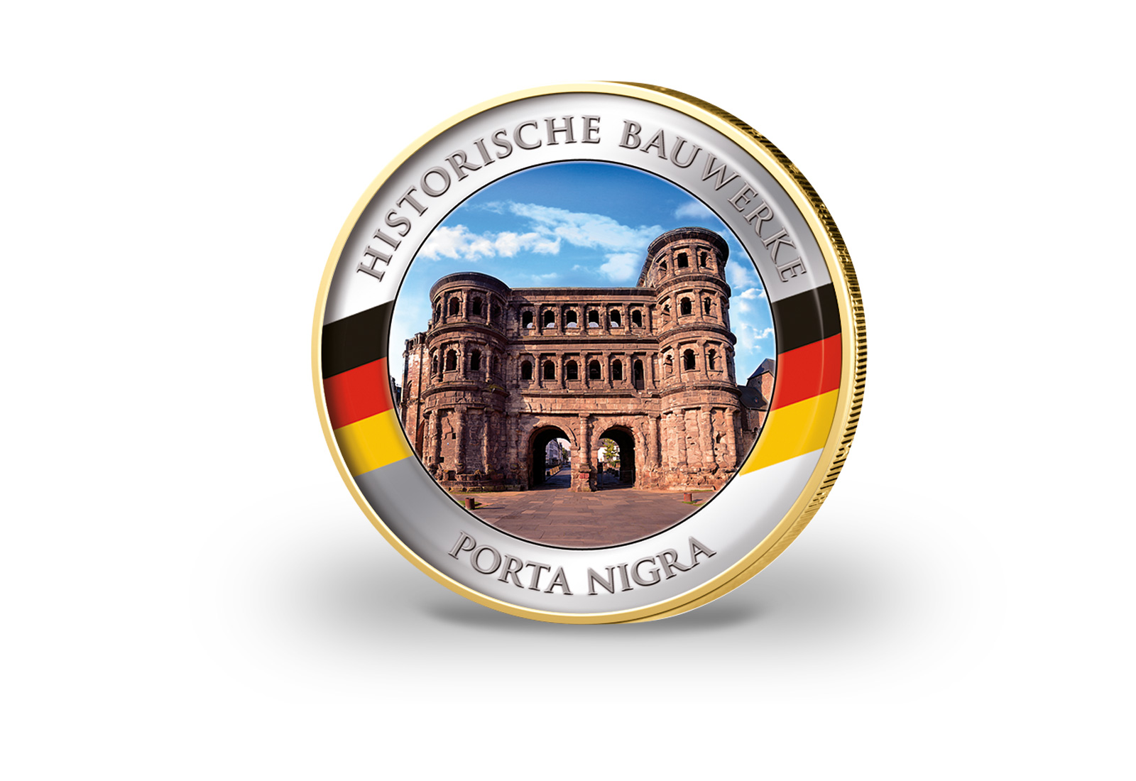 2 Euro vergoldet Porta Nigra mit Farbmotiv